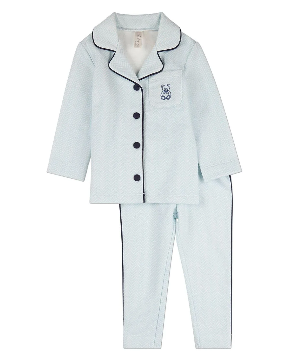 2 Piece Snuggly Bear Chevron-Printed Cotton-Rich Pajama Set by Memoi