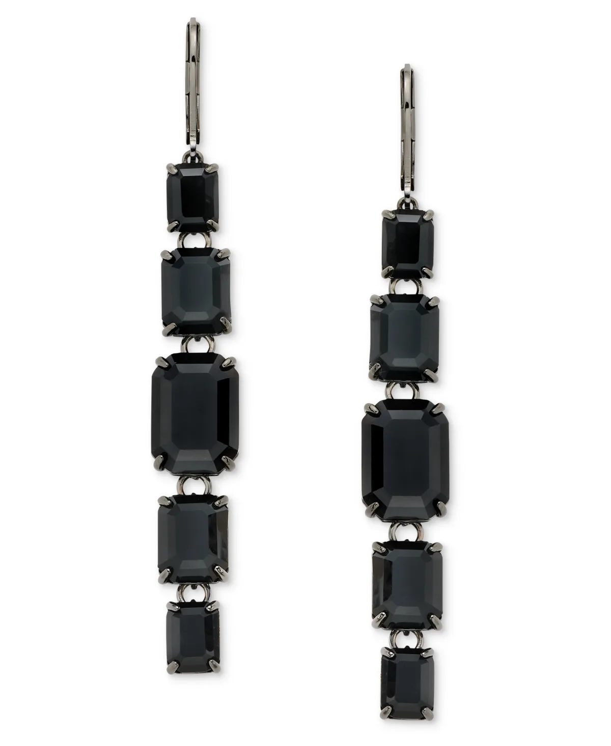 Lauren Ralph Lauren Gunmetal-Tone Crystal Linear 2.3 Drop Earrings by Ralph Lauren