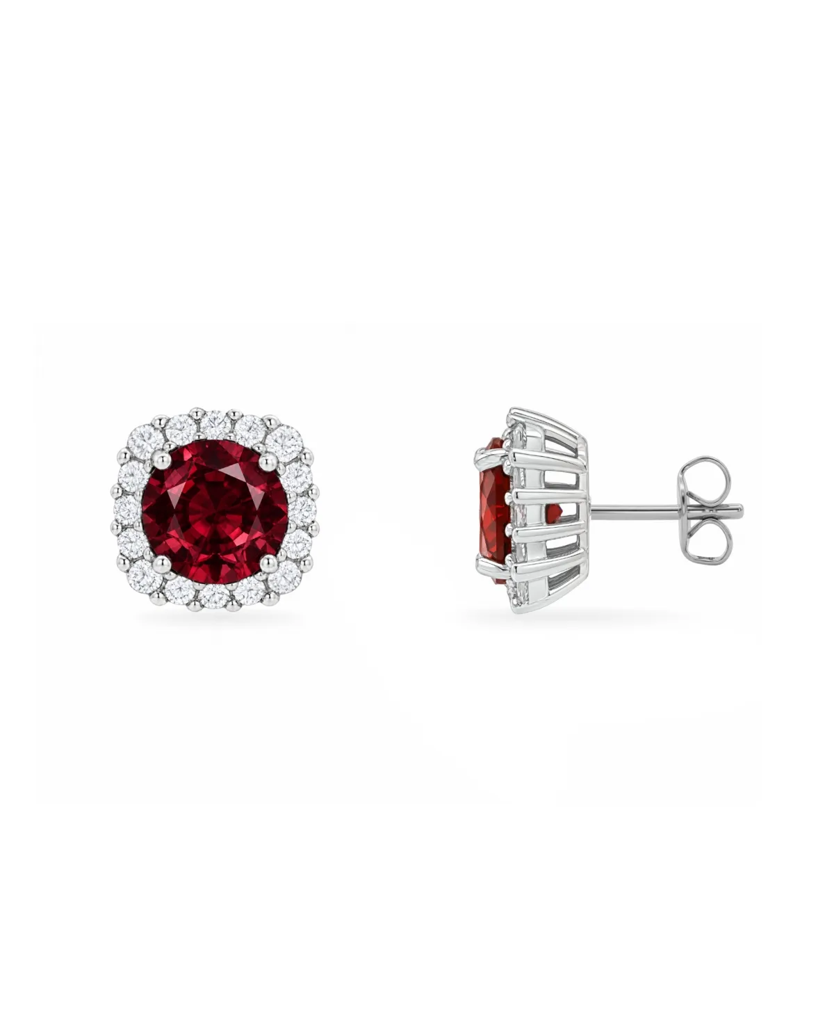 Sterling Silver Cubic Zirconia Round Cushion Stud Earrings by Giani Bernini