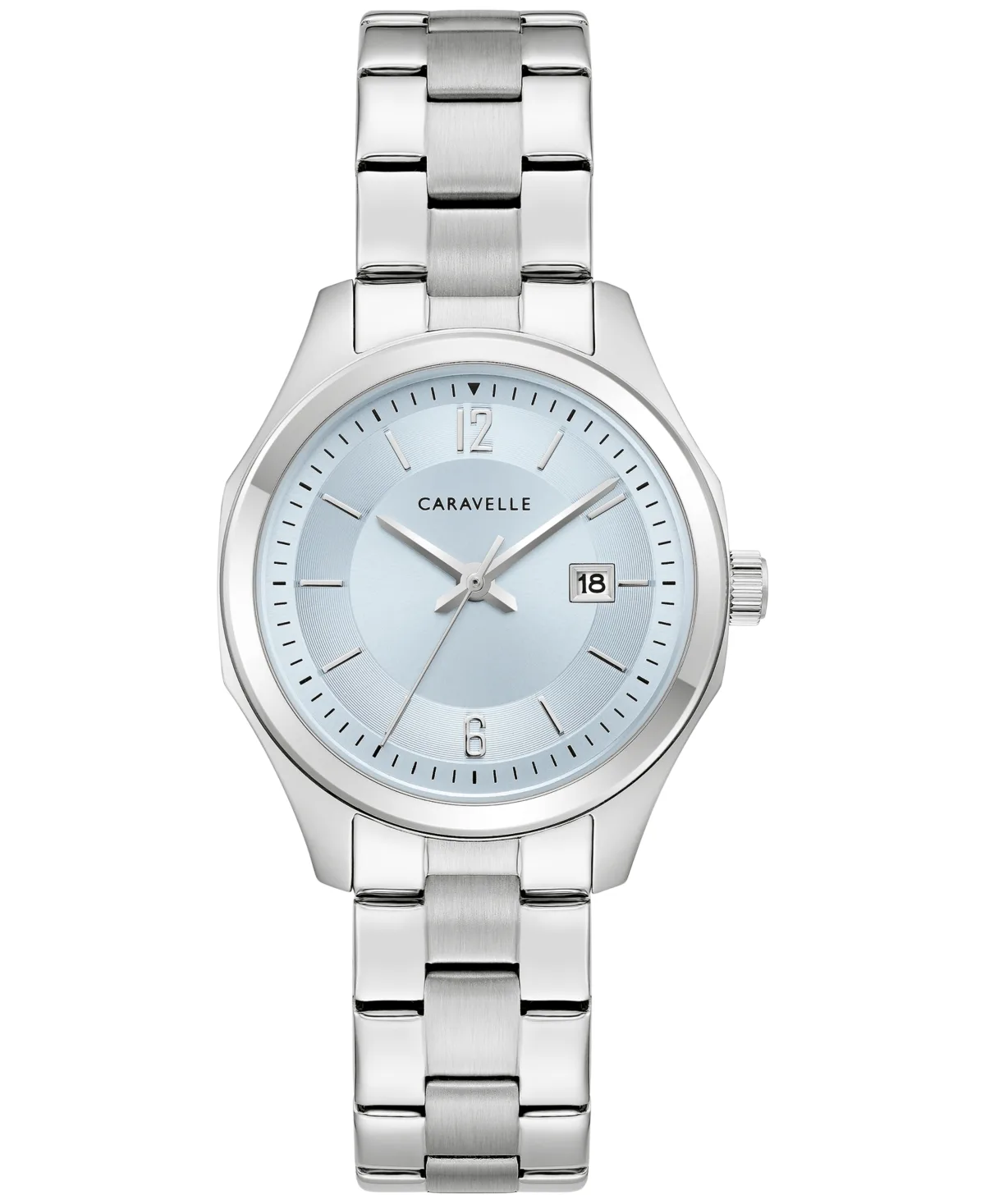 Land Sport Quartz Date Silver-Tone Stainless Steel Bracelet Watch 30mm