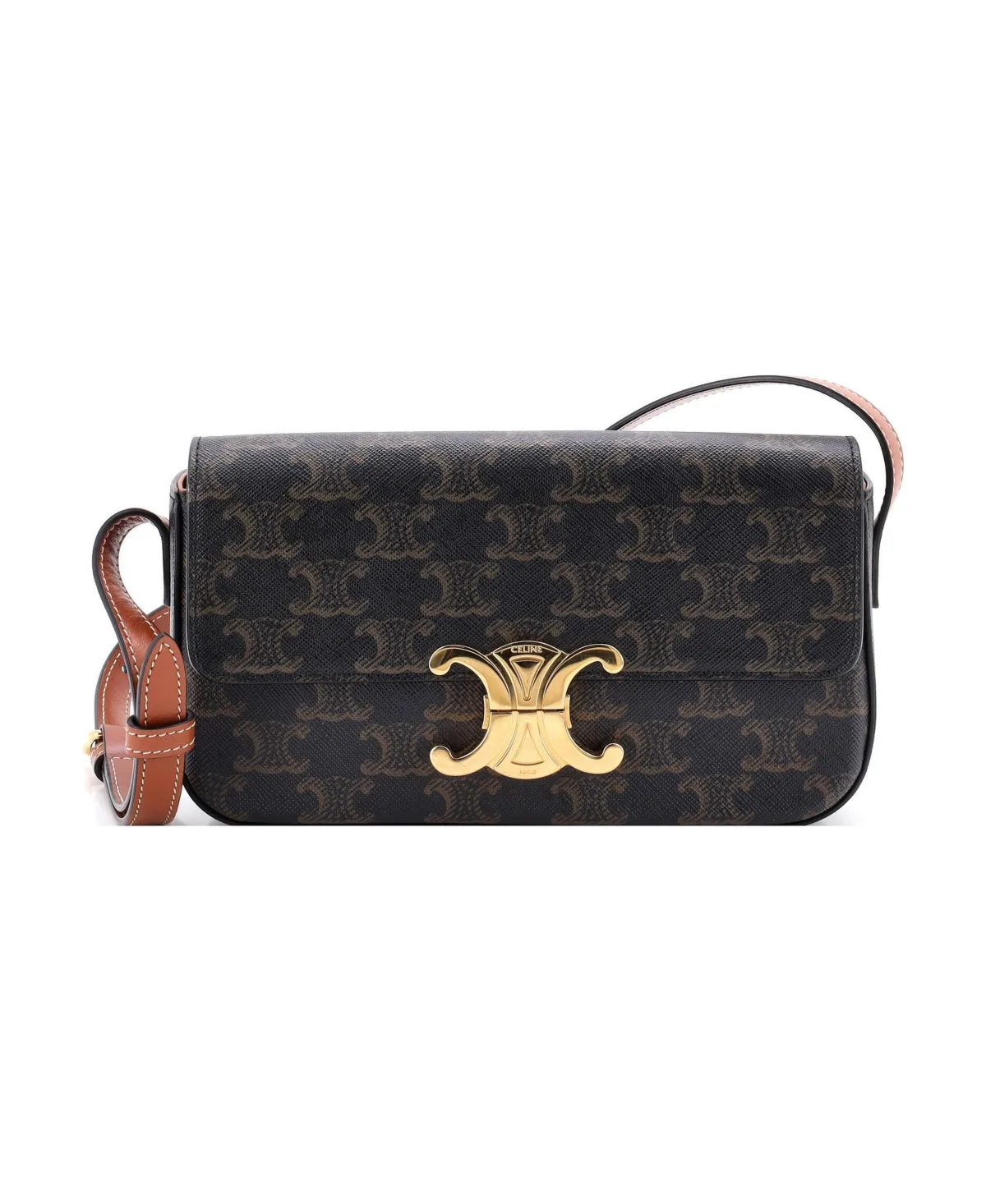 Pre-Owned Celine Triomphe East-West Shoulder Bag Triomphe Coated Canvas by Celine