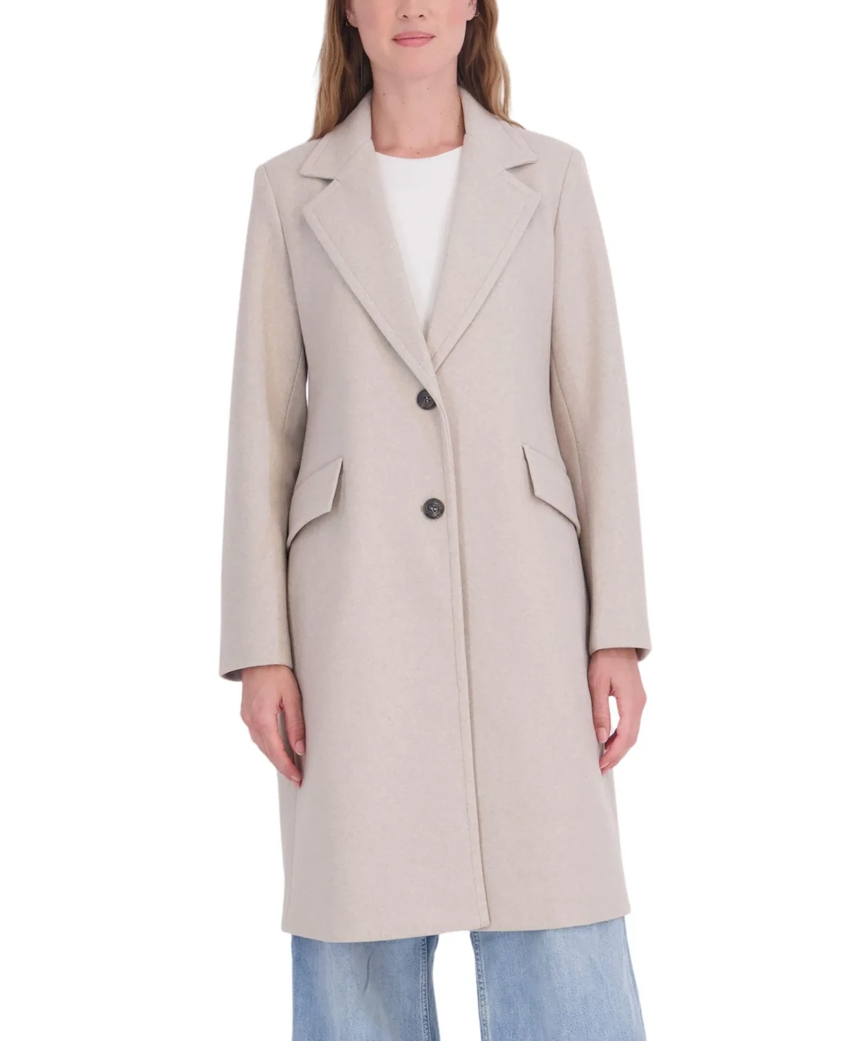 3/4 Faux Wool Single Breasted Coat