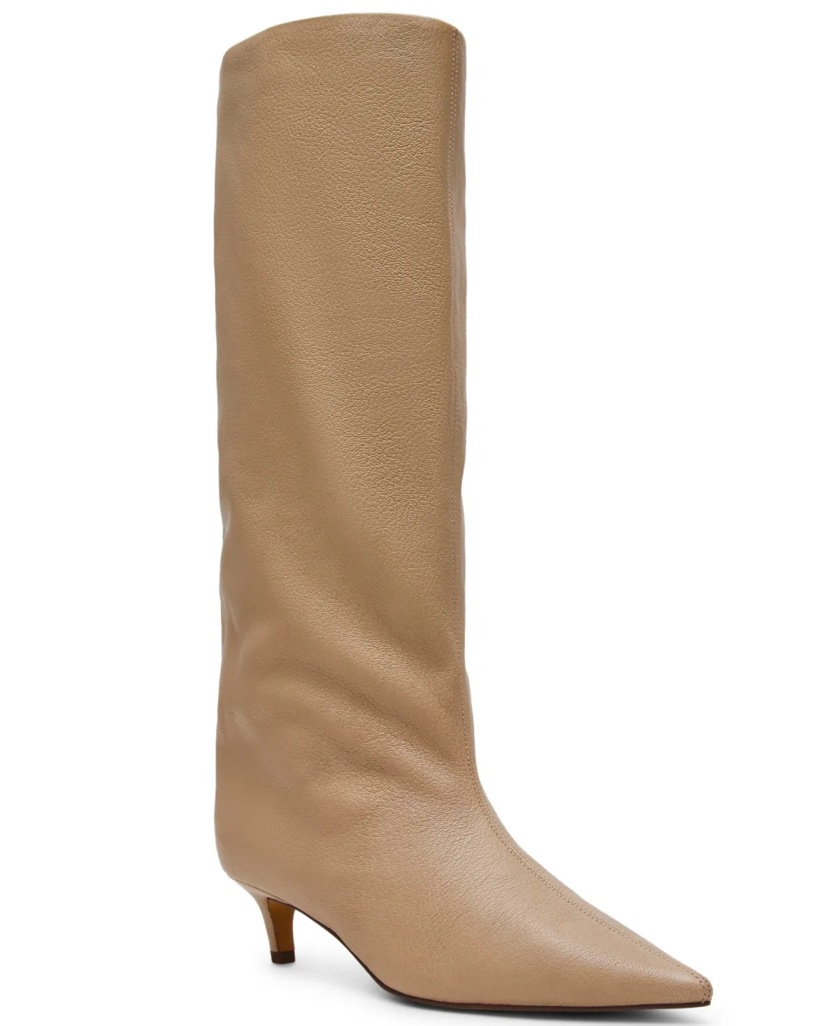 Lychee Kitten-Heel Stovepipe Knee-High Dress Boots
