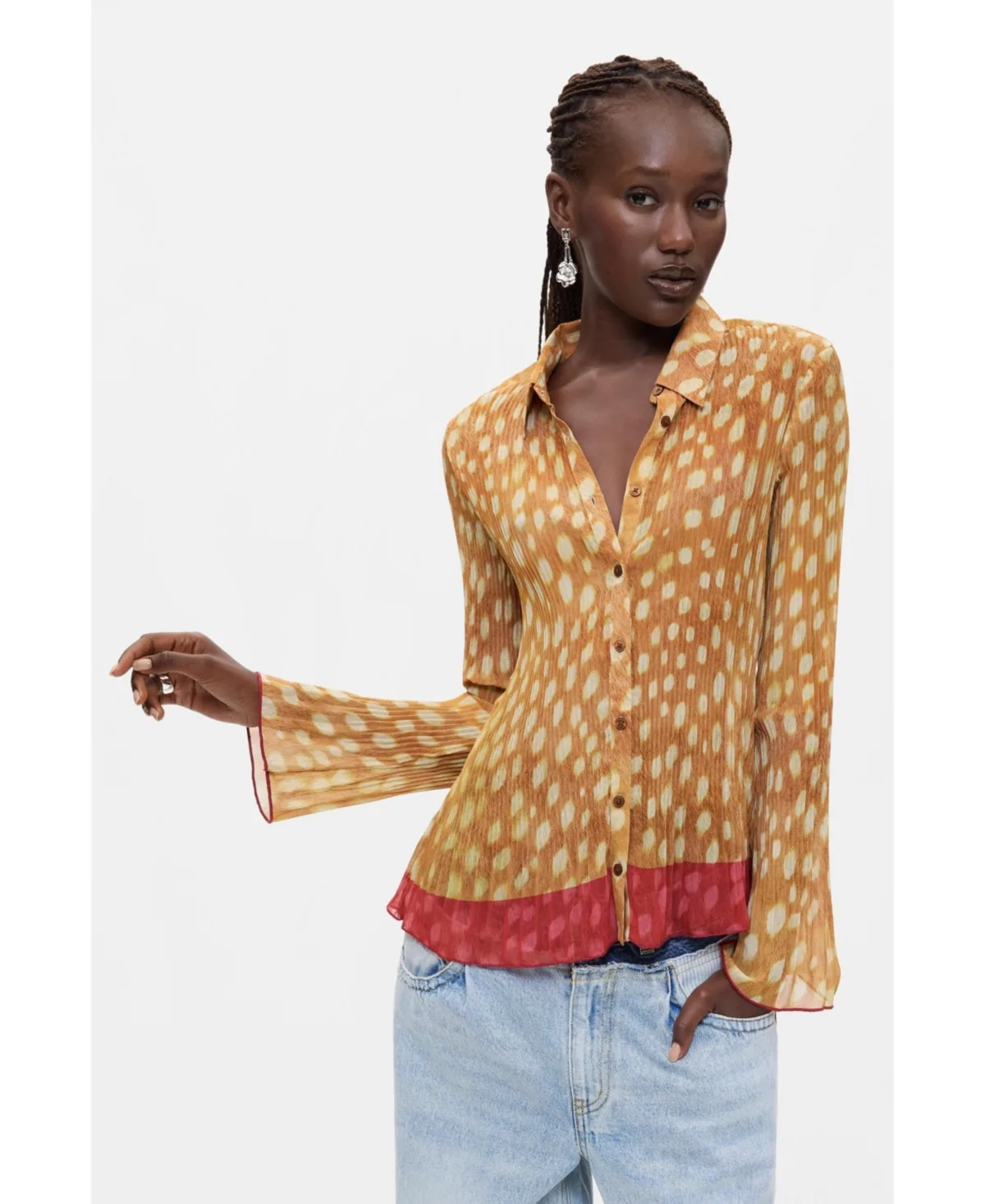 Pleated Printed Shirt by Desigual
