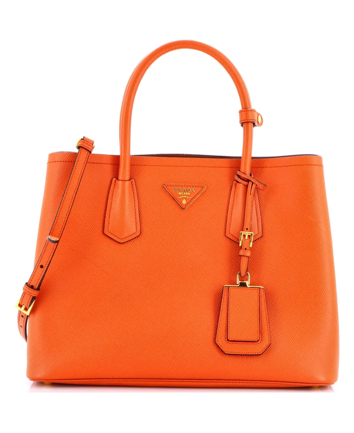 Pre-Owned Prada Medium Cuir Double Tote Saffiano Leather by Prada