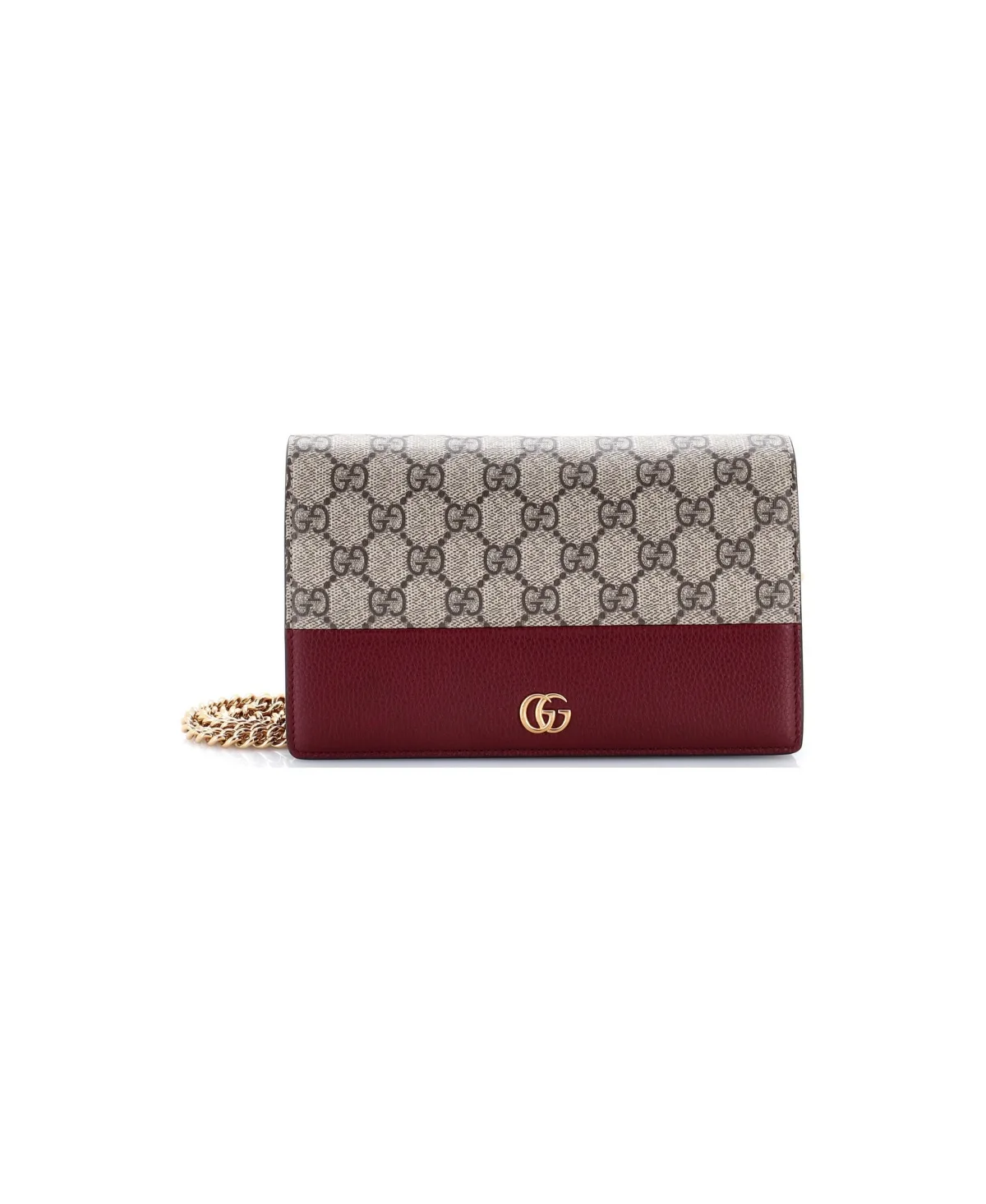 Pre-Owned Gucci Gg Marmont Full Flap Wallet on Chain Gg Coated Canvas with Leather by Gucci