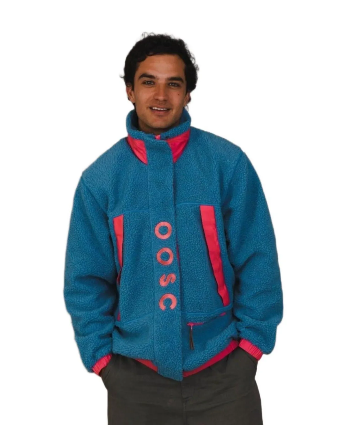 Sherpa Fleece Jacket Blue / Pink by Oosc
