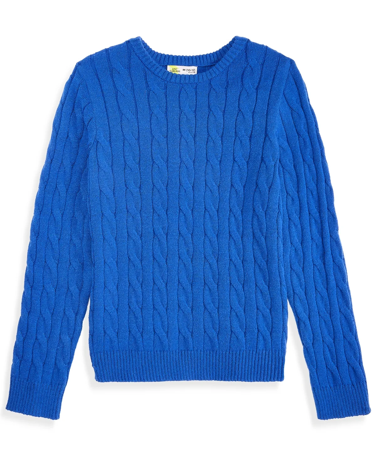 Ultrasoft Cable-Knit Crewneck Long-Sleeve Sweater by Epic Threads