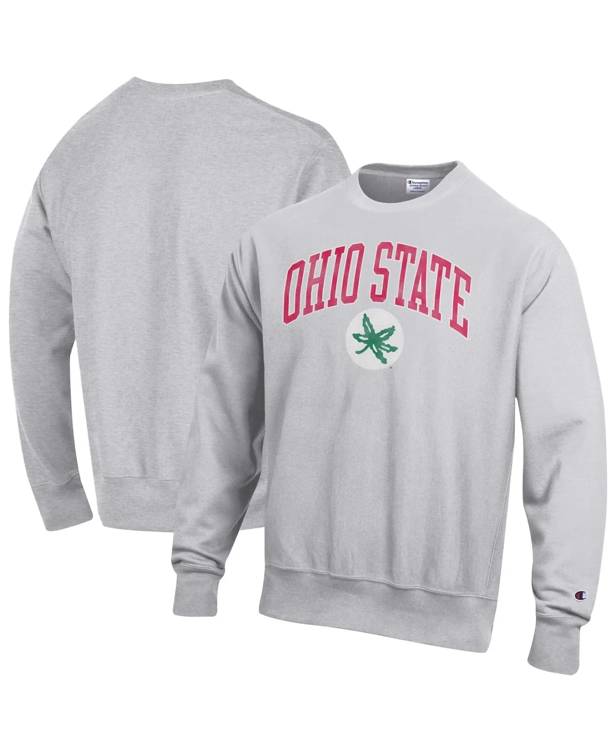 Ohio State Buckeyes Distressed Arch Over Logo Reverse Weave Crew Neck Sweatshirt by Champion