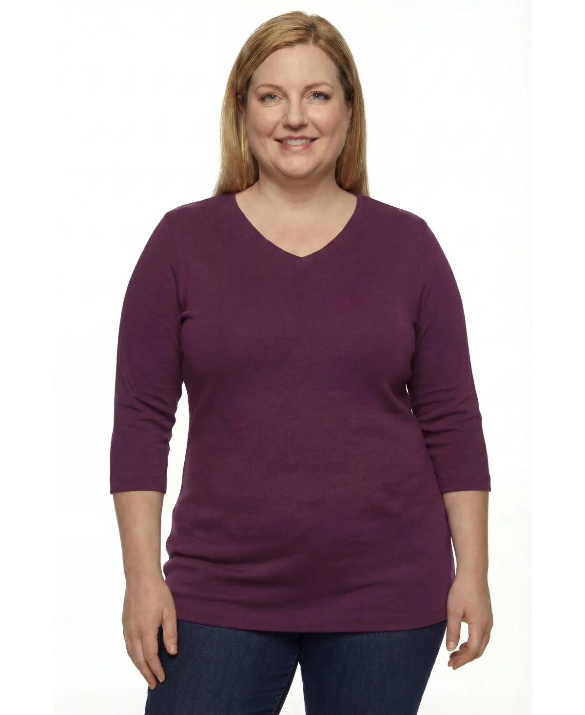 Within Perfect Three-Quarter Sleeve V-Neck Tunic by Woman Within