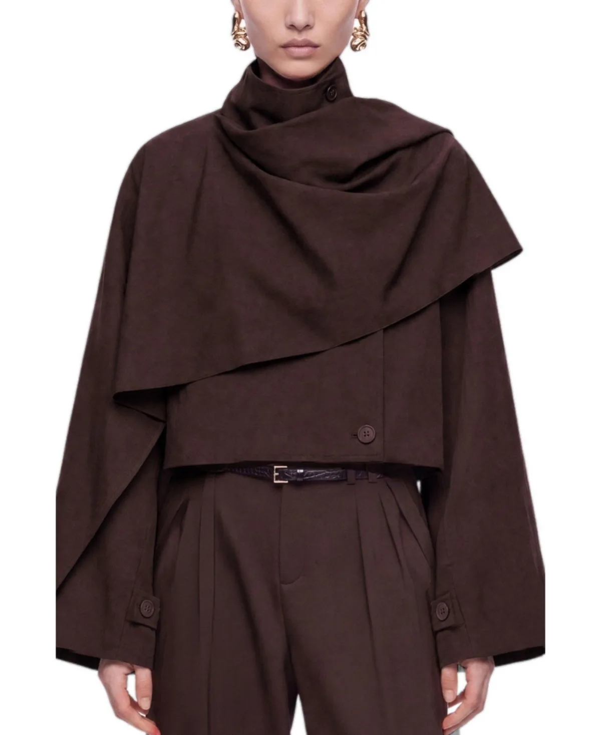 Oversized Stand Collar Trench Coat by Nocturne