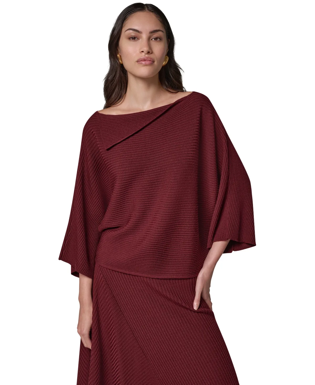 Merino Wool Boat Neck Ribbed-Knit Sweater by Donna Karan New York