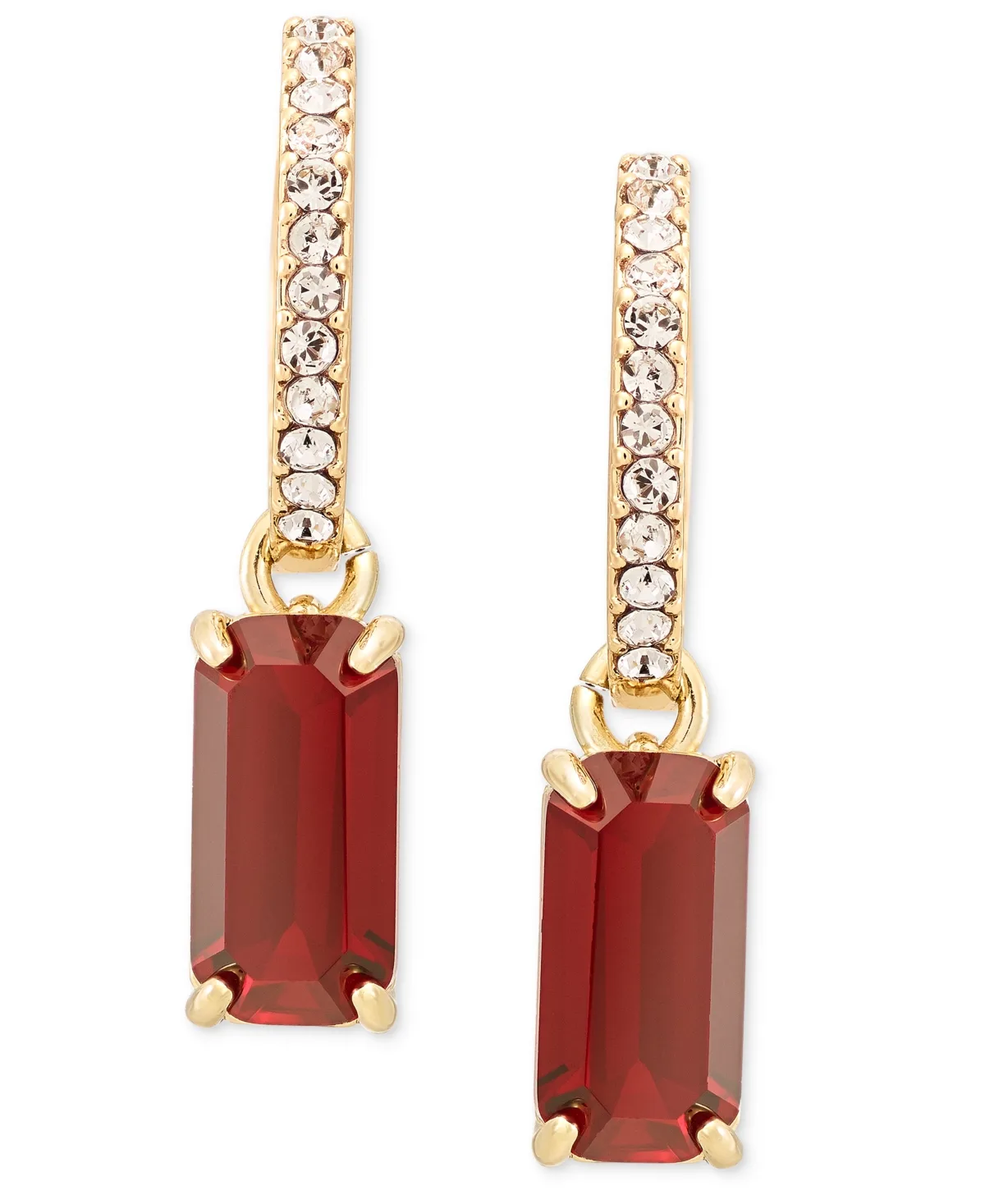 Lauren Ralph Lauren Silver-Tone Crystal 14MM Hoop Drop Earrings by Ralph Lauren