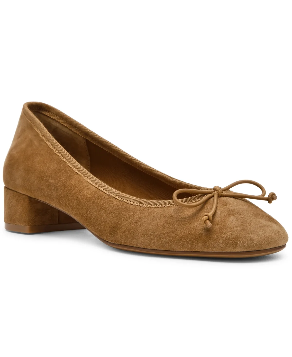 Steffi Block-Heel Round-Toe Ballet Pumps - Mocha Suede by Steve Madden