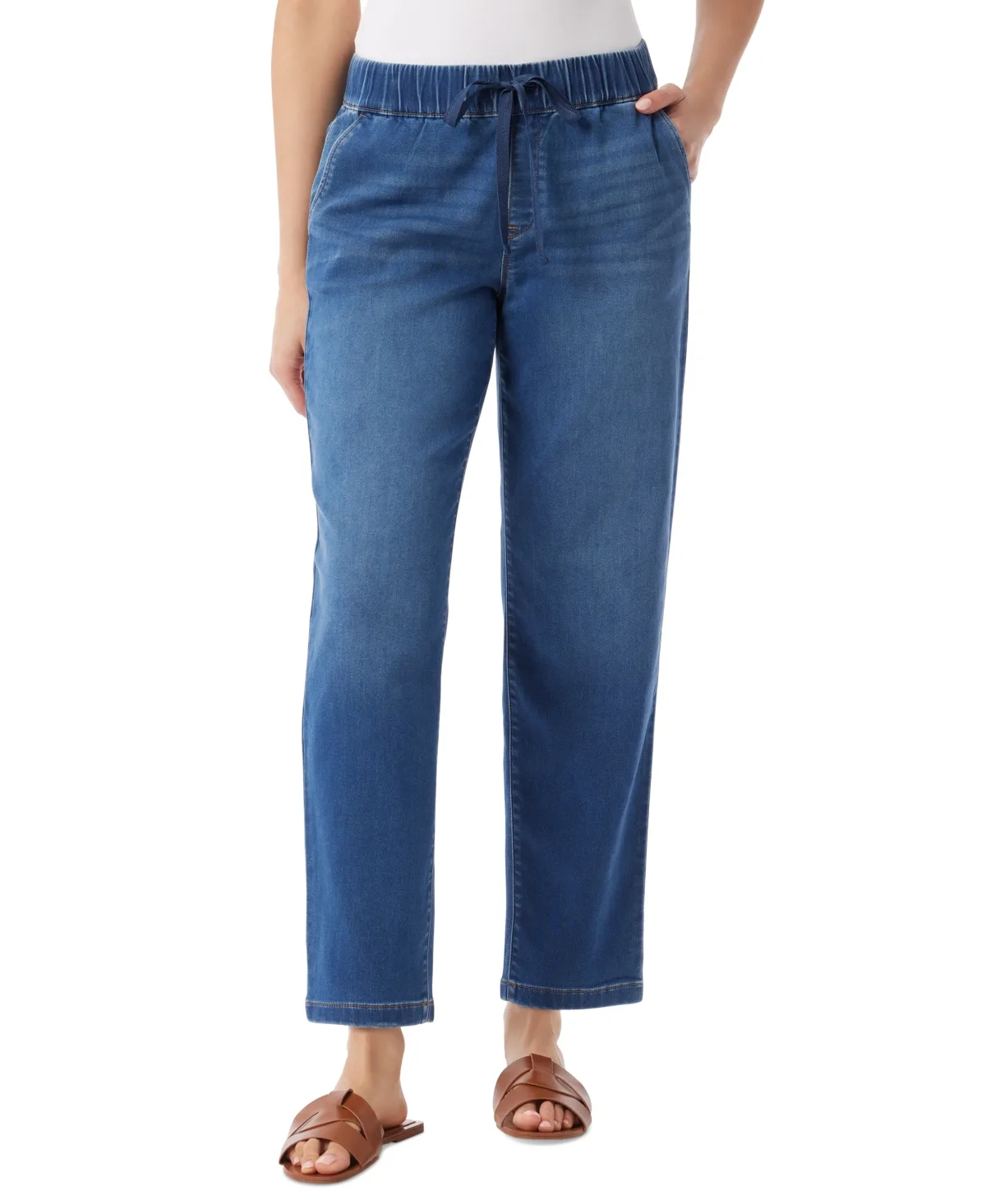 Knitology Anya Drawstring Straight-Leg Jeans by Gloria Vanderbilt
