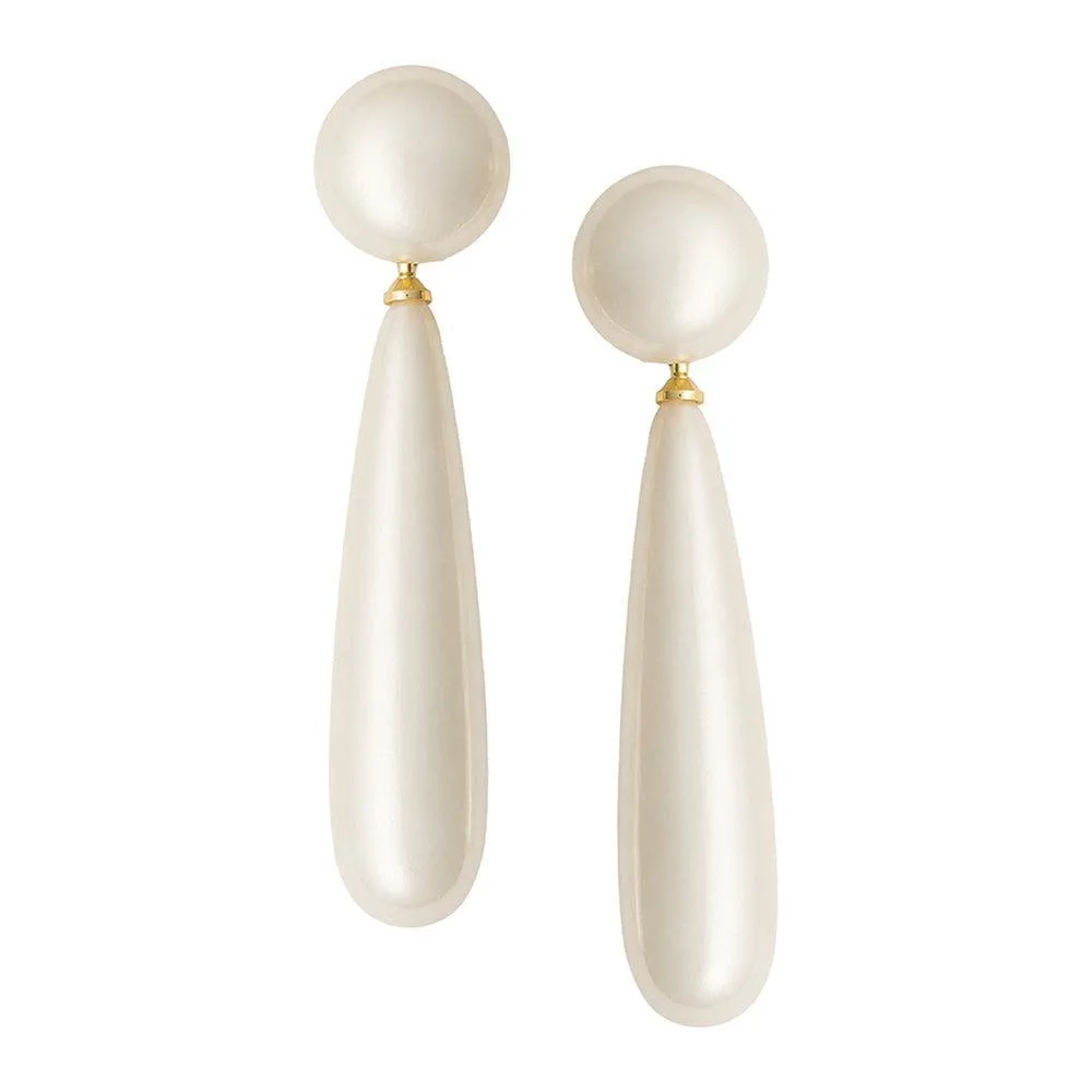 Ivory-Tone Pearl-Lacquer Teardrop Drop Earrings by Sohi