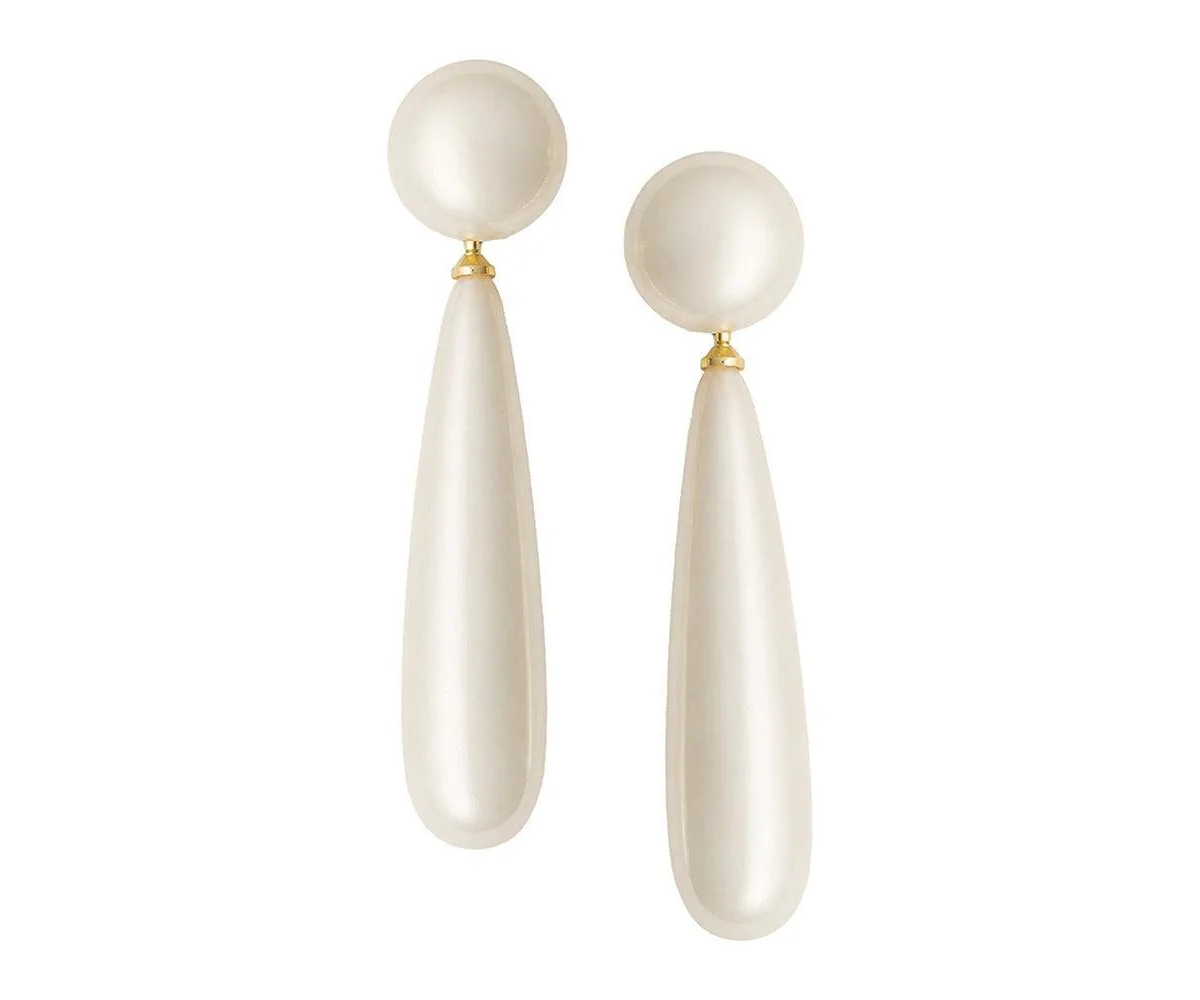 Ivory-Tone Pearl-Lacquer Teardrop Drop Earrings by Sohi