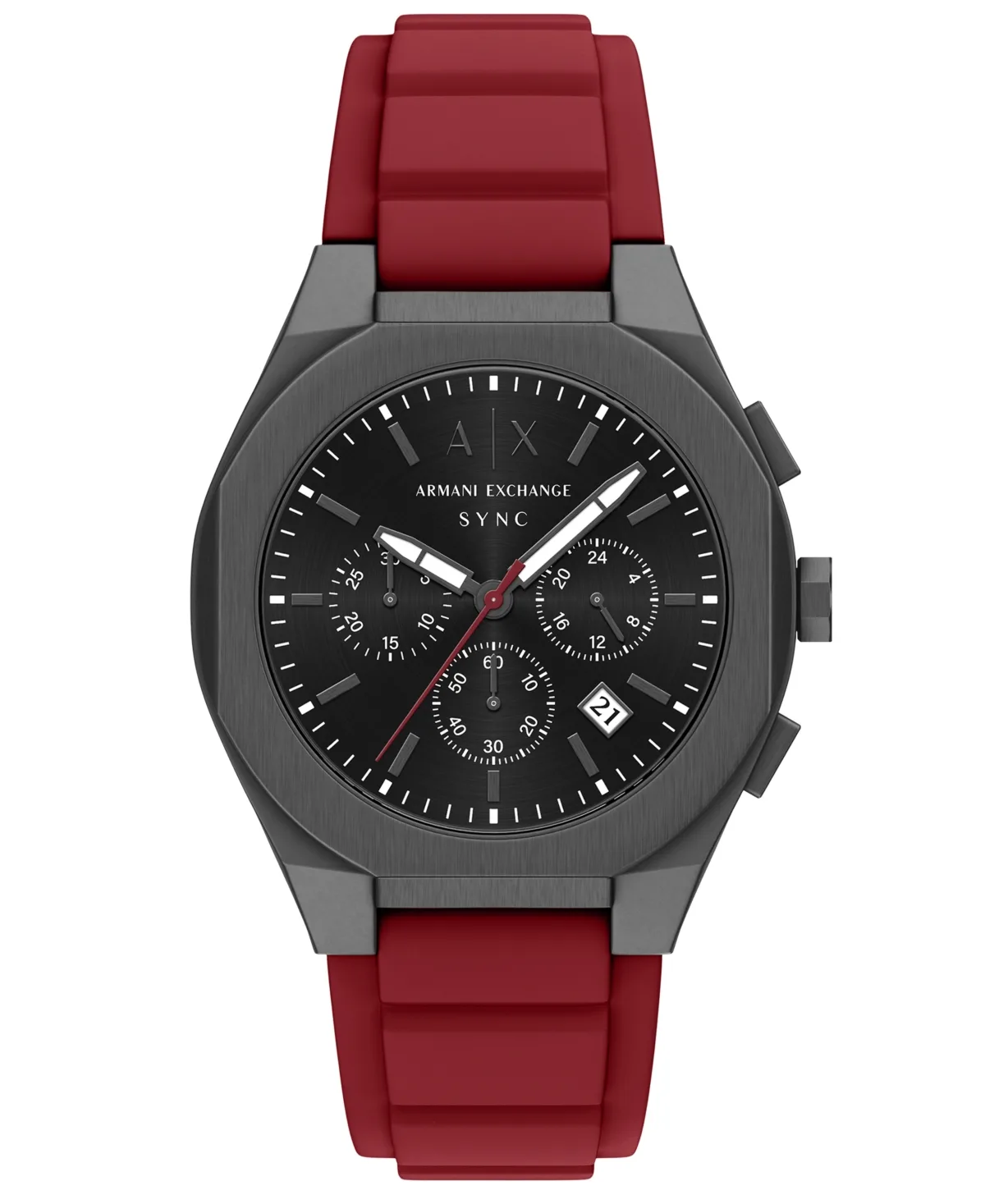 A - x Armani Exchange Sync Quartz Chronograph Silicone Watch 42mm by Armani