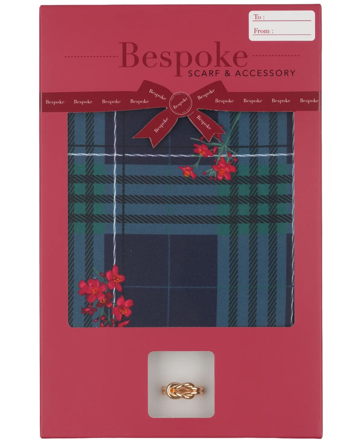 2-Piece Matilda Plaid Square Scarf with Scarf Ring Set by Bespoke Fashion