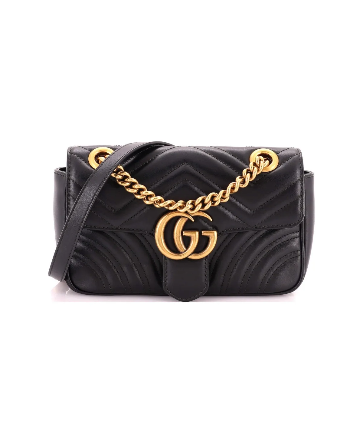 Pre-Owned Mini Gg Marmont Flap Bag Matelasse Leather by Gucci