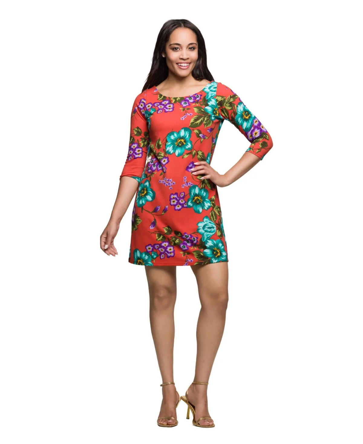 Floral-Print A-Line Mini Dress by 24seven Comfort Apparel
