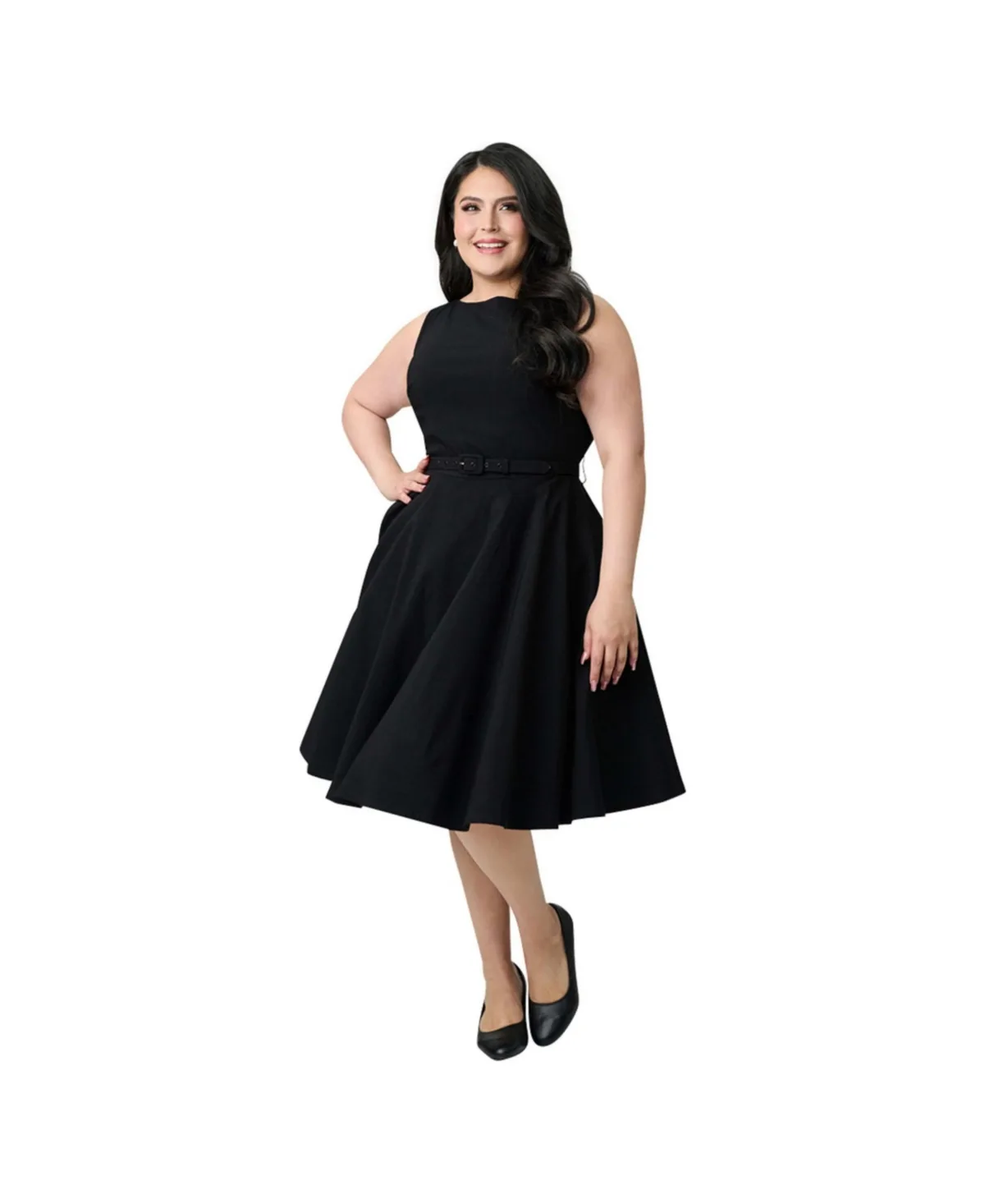Three Sleeveless Belted Devon Swing Dress by Unique Vintage