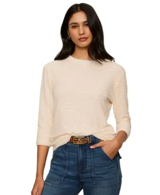 Mode Sequin Embellished 3 4 Sleeve T Shirt by Sanctuary