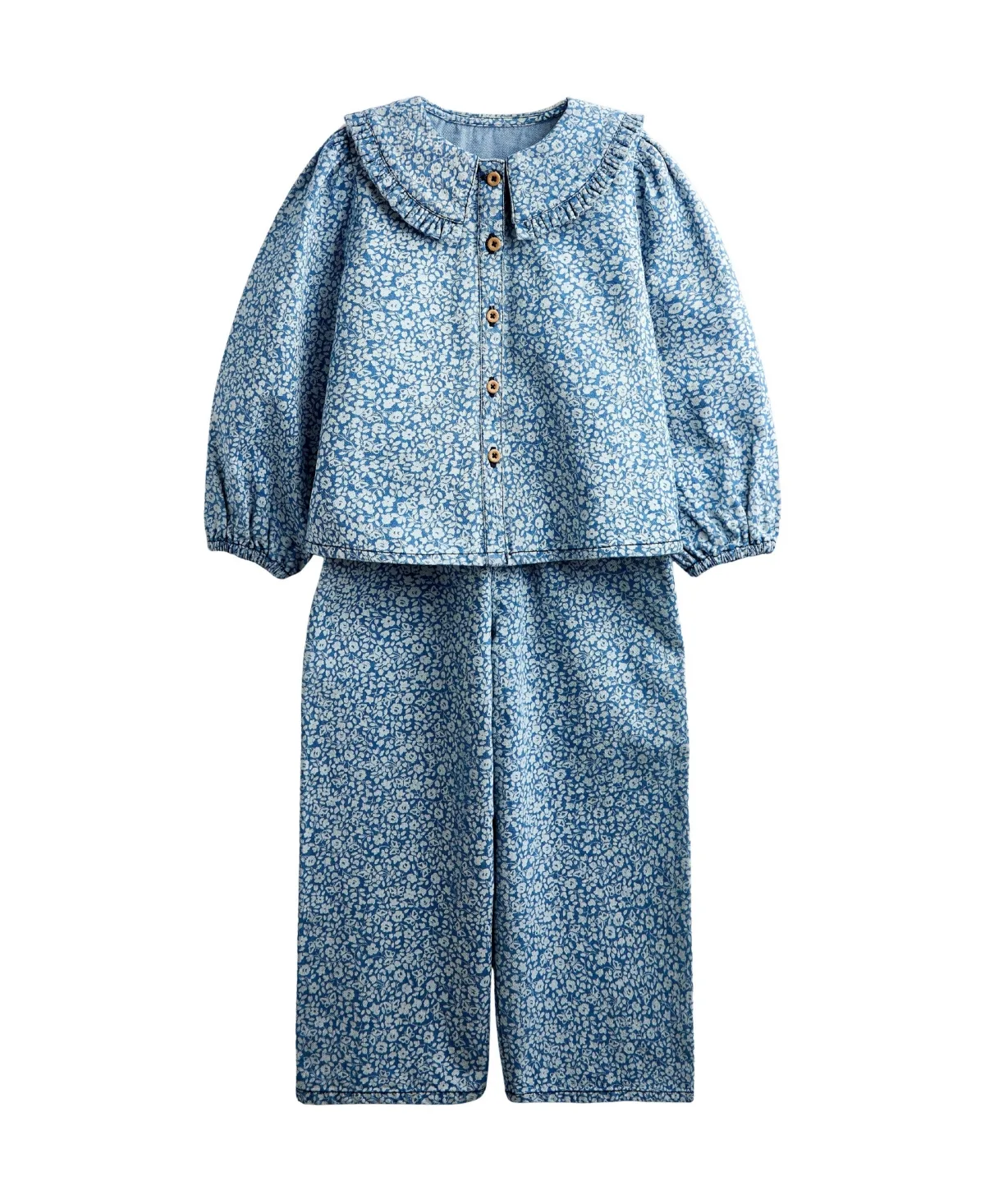Printed Denim Shirt and Trouser Set by bebe