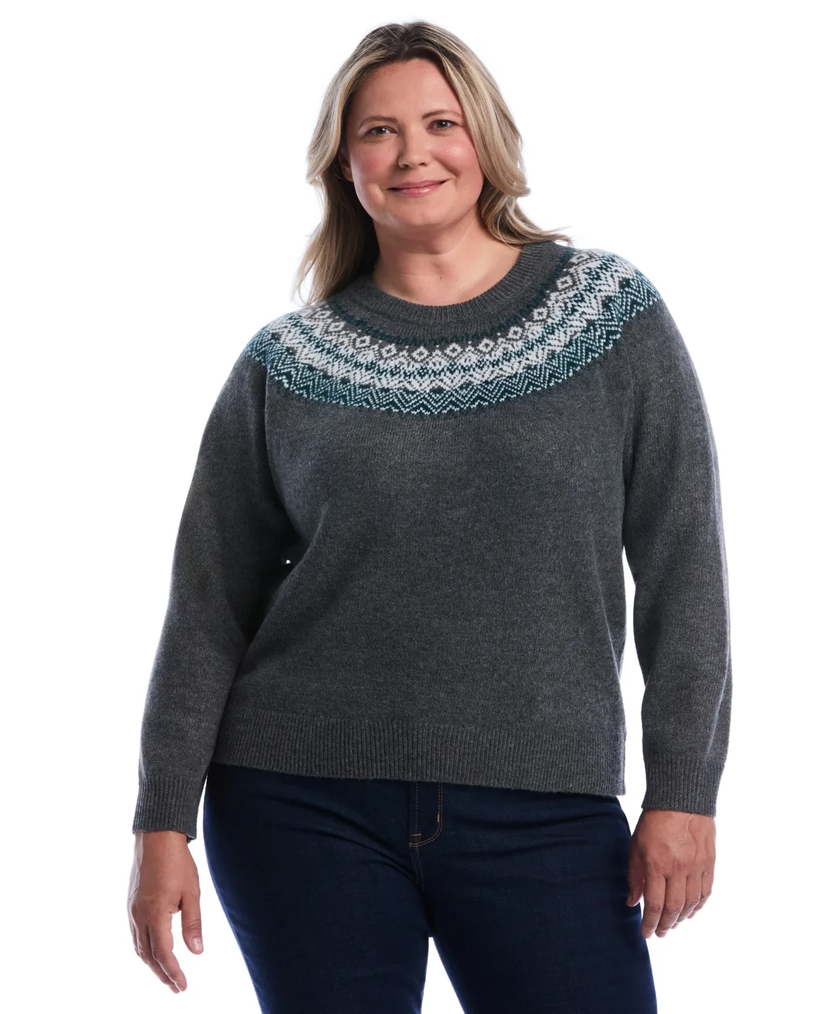 Fair Isle Long-Sleeve Crewneck Sweater