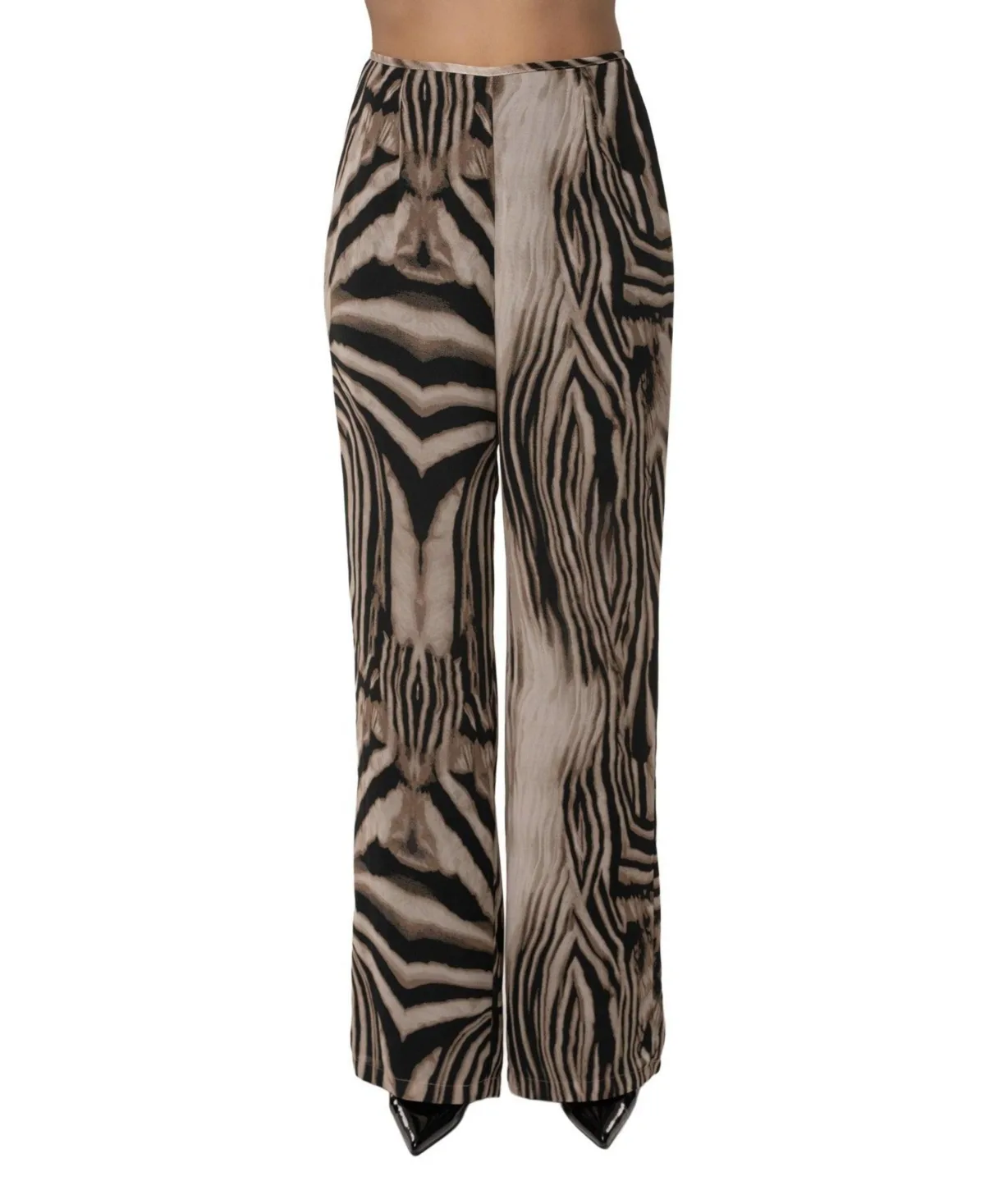 Lost in Motion Zebra-Print High-Rise Wide-Leg Pants by Jluxlabel