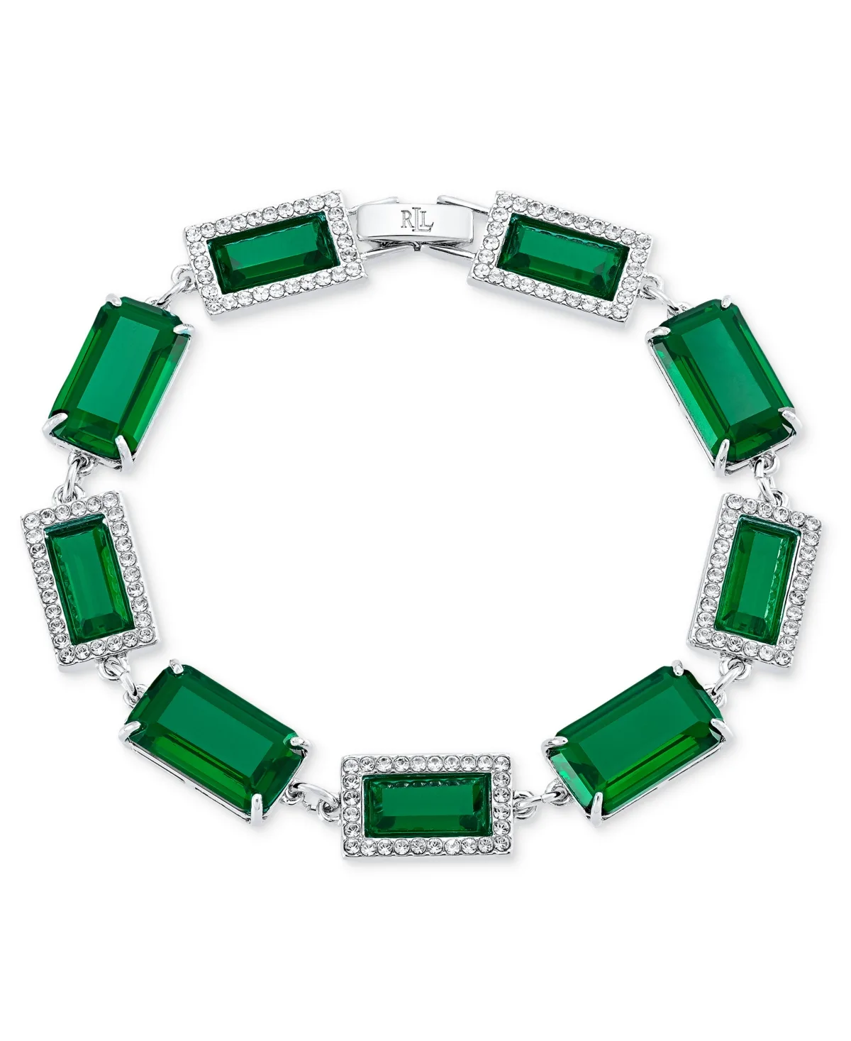 Lauren Ralph Lauren Silver-Tone Glass Crystal Baguette Flex Bracelet by Ralph Lauren