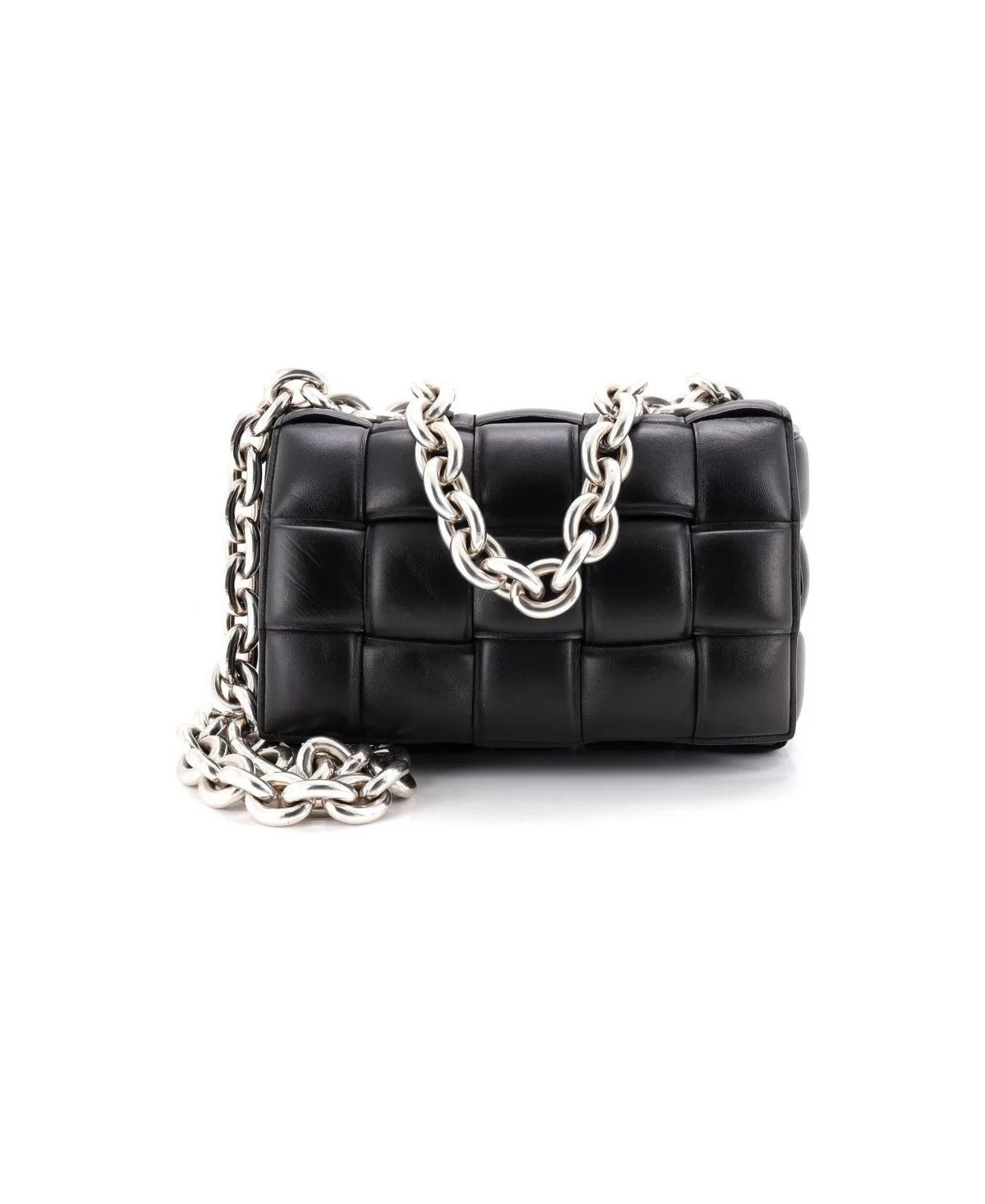 Pre-Owned Bottega Veneta Cassette Chain Crossbody Bag Padded Maxi Intrecciato Leather by Bottega Veneta