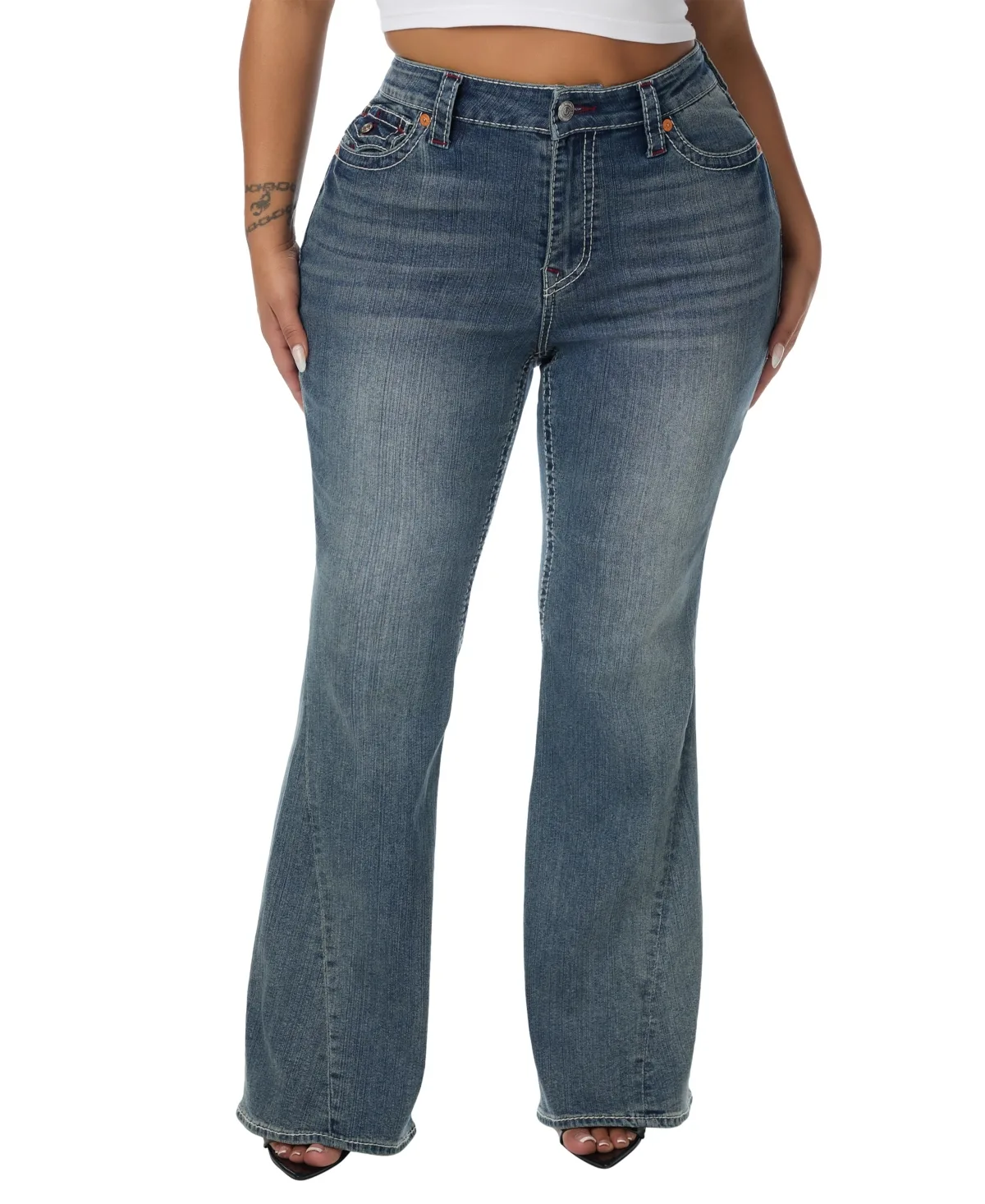 Mid-Rise Flare Stretch Denim Jeans - Soft Hustle by True Religion