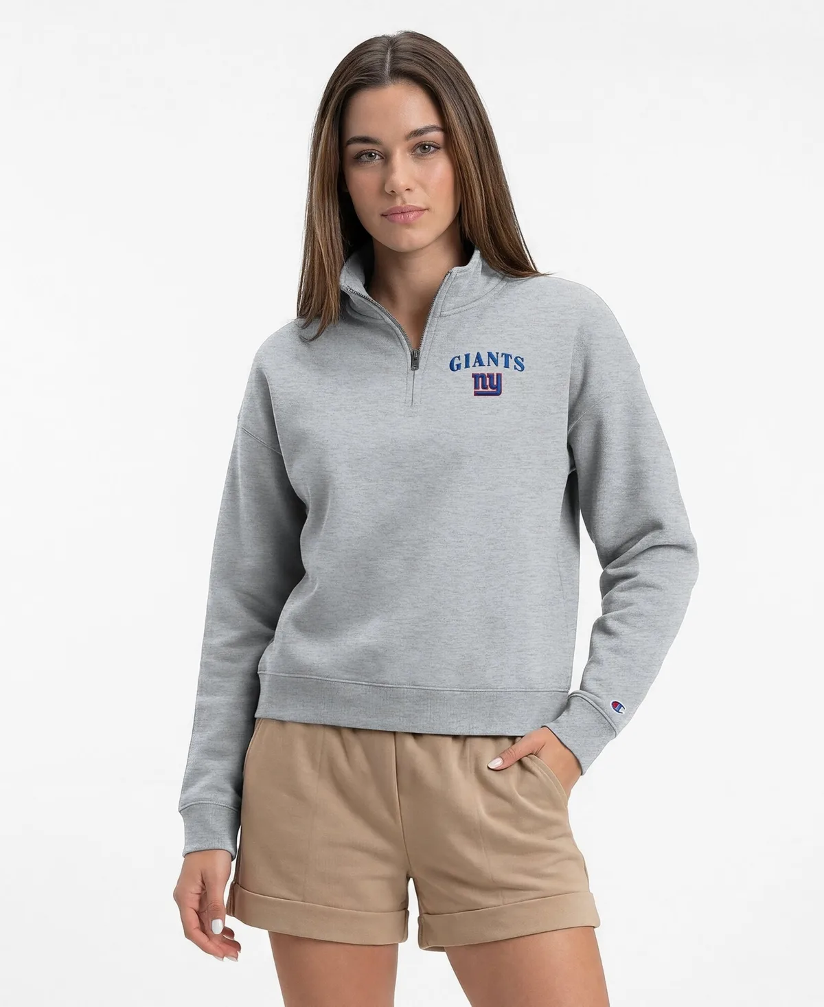 New York Giants Fleece Mock Neck Quarter-Zip Sweatshirt by Champion