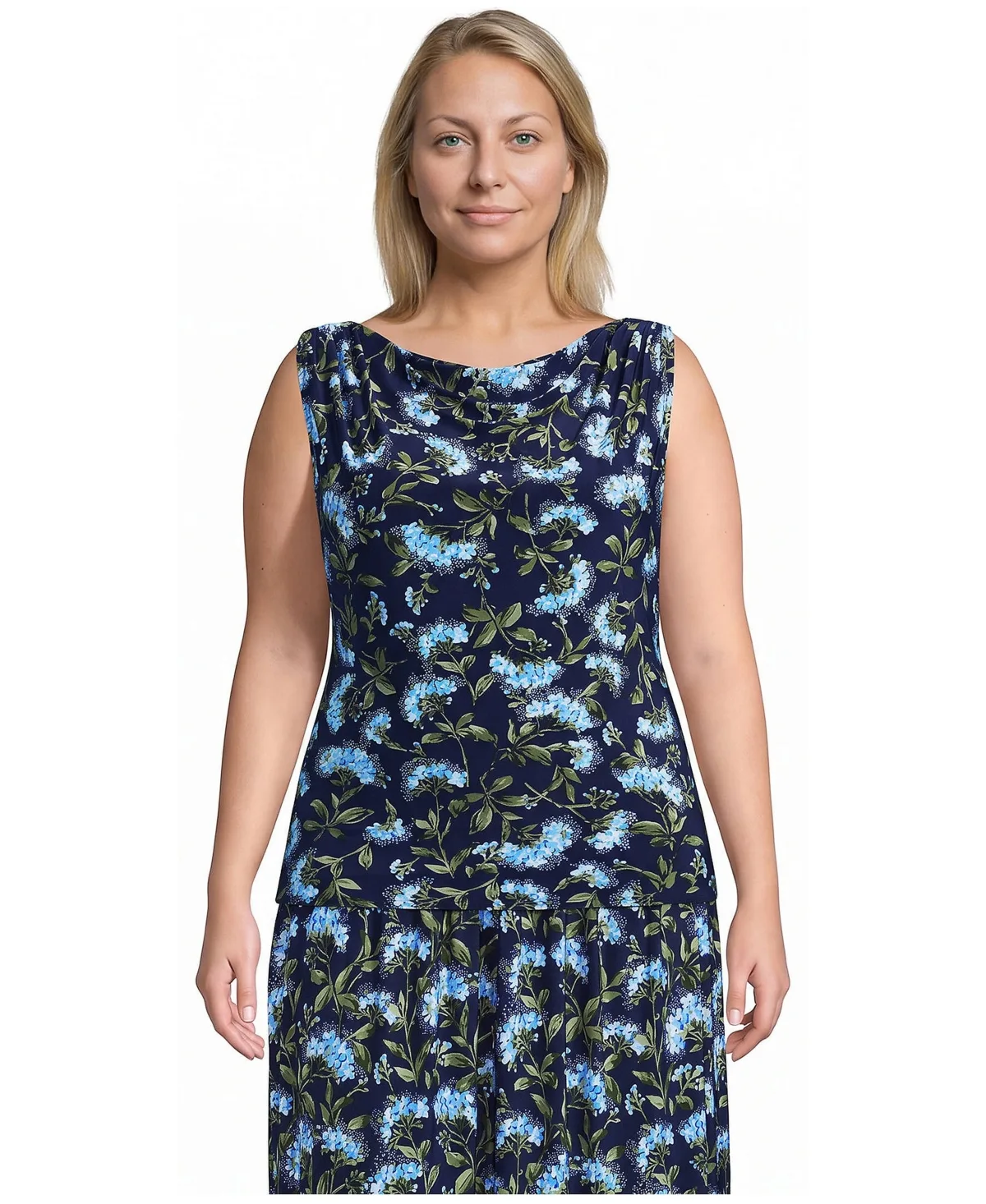 Sleeveless Silky Knit Drape Front Top by Lands' End