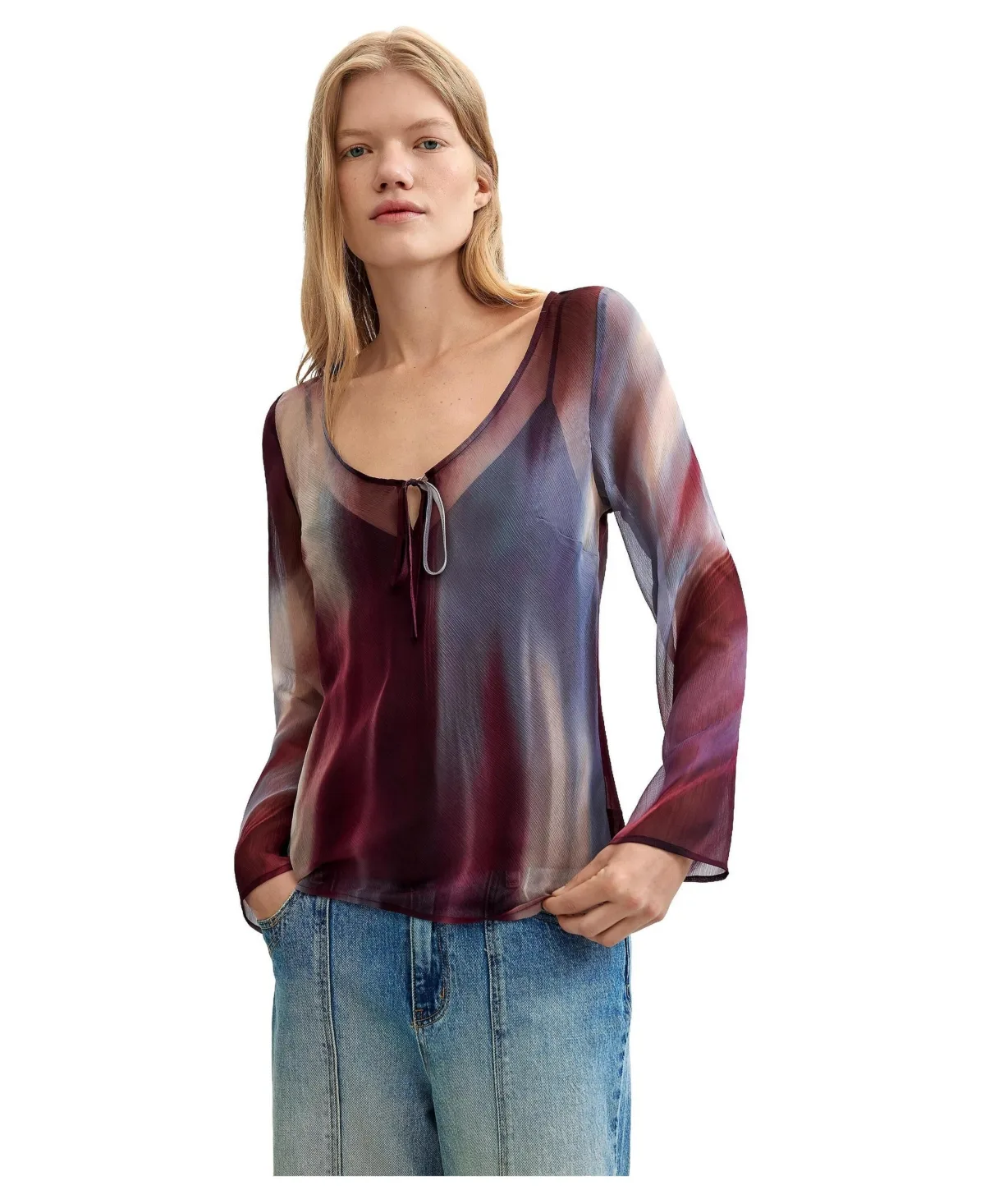 Sheer Long-Sleeve Blouse by Desigual