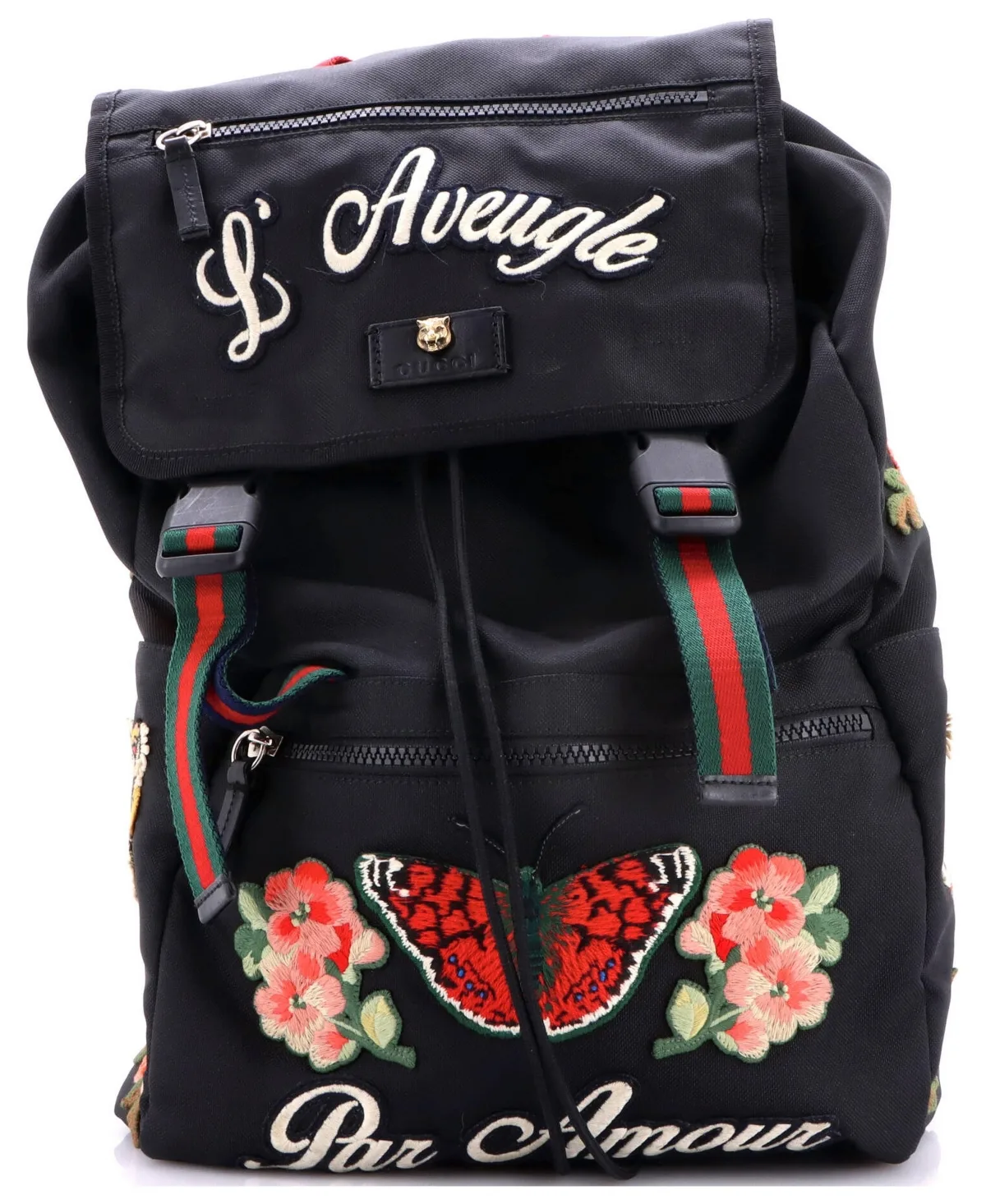 Pre-Owned Gucci Small Techpack Backpack Embroidered Techno Canvas by Gucci