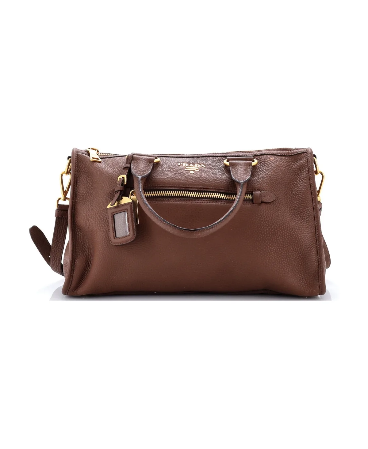 Pre-Owned Prada Medium Front Zip Convertible Satchel Vitello Phenix