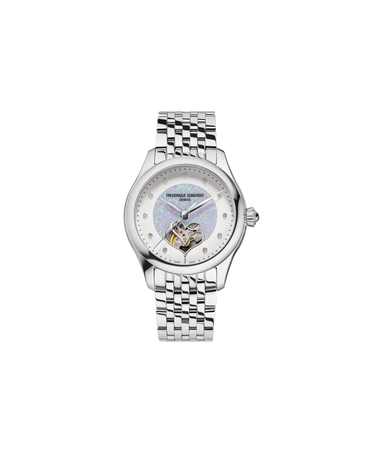 Swiss Automatic Double Heart Beat Stainless Steel Bracelet Watch 36mm by Frederique Constant
