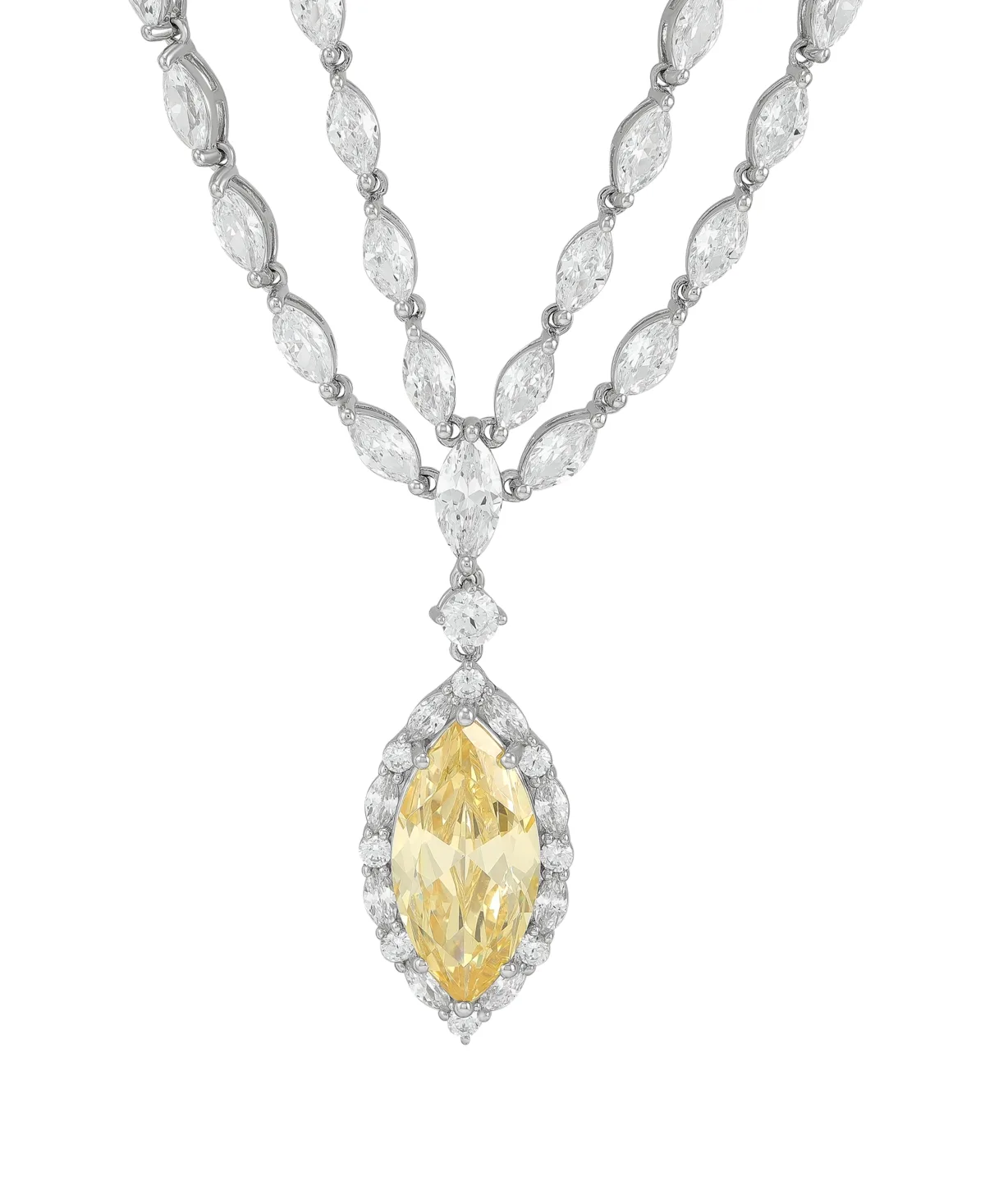 Yellow Cubic Zirconia (9-1/3 ct. t.w.) & White Cubic Zirconia (3/4 ct. t.w.) Pendant Necklace in Sterling Silver by Arabella