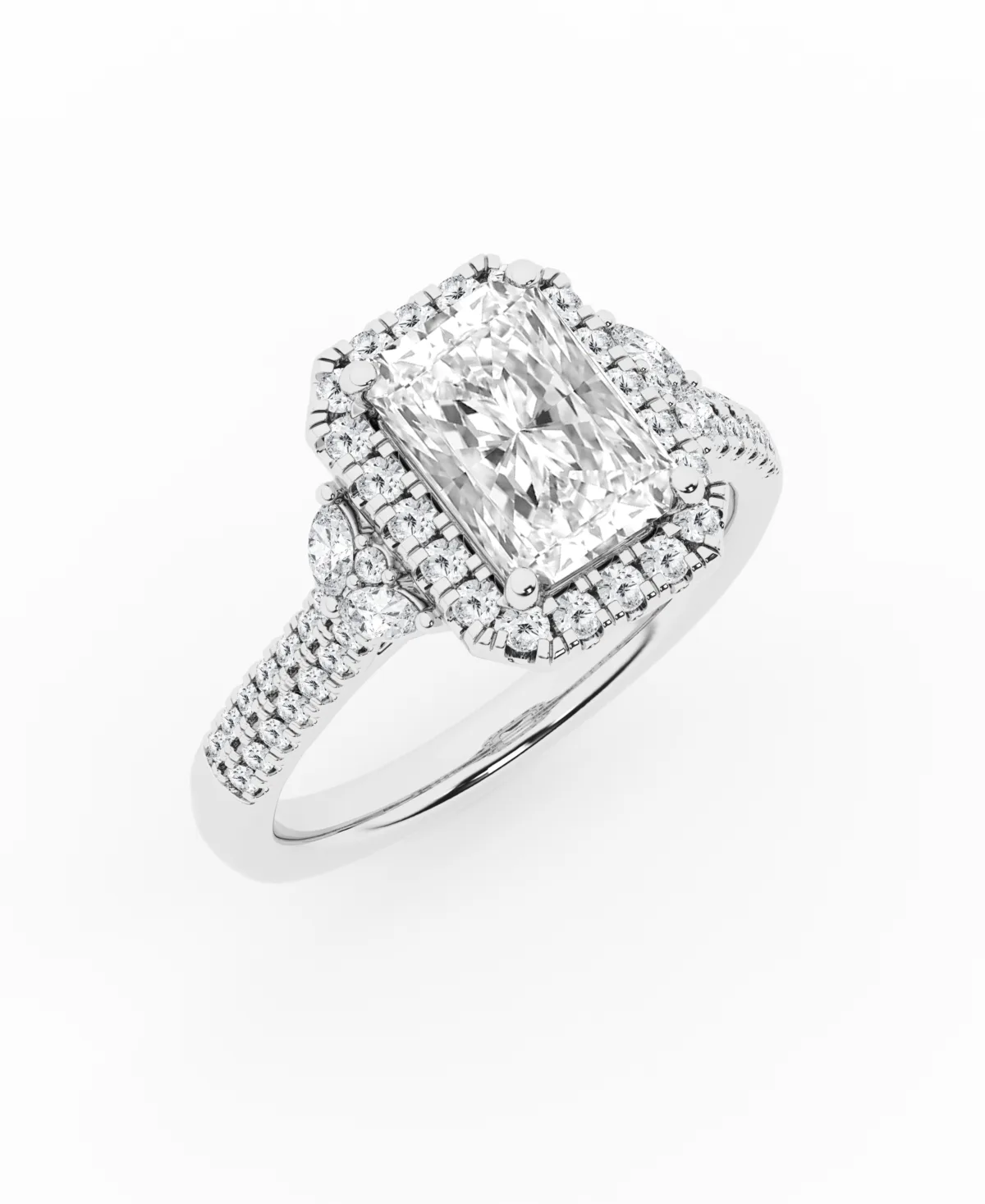 Igi Certified Lab-Grown Radiant Diamond Halo Ring (2 1/2 ct. t.w.) in 14k White Gold by Badgley Mischka