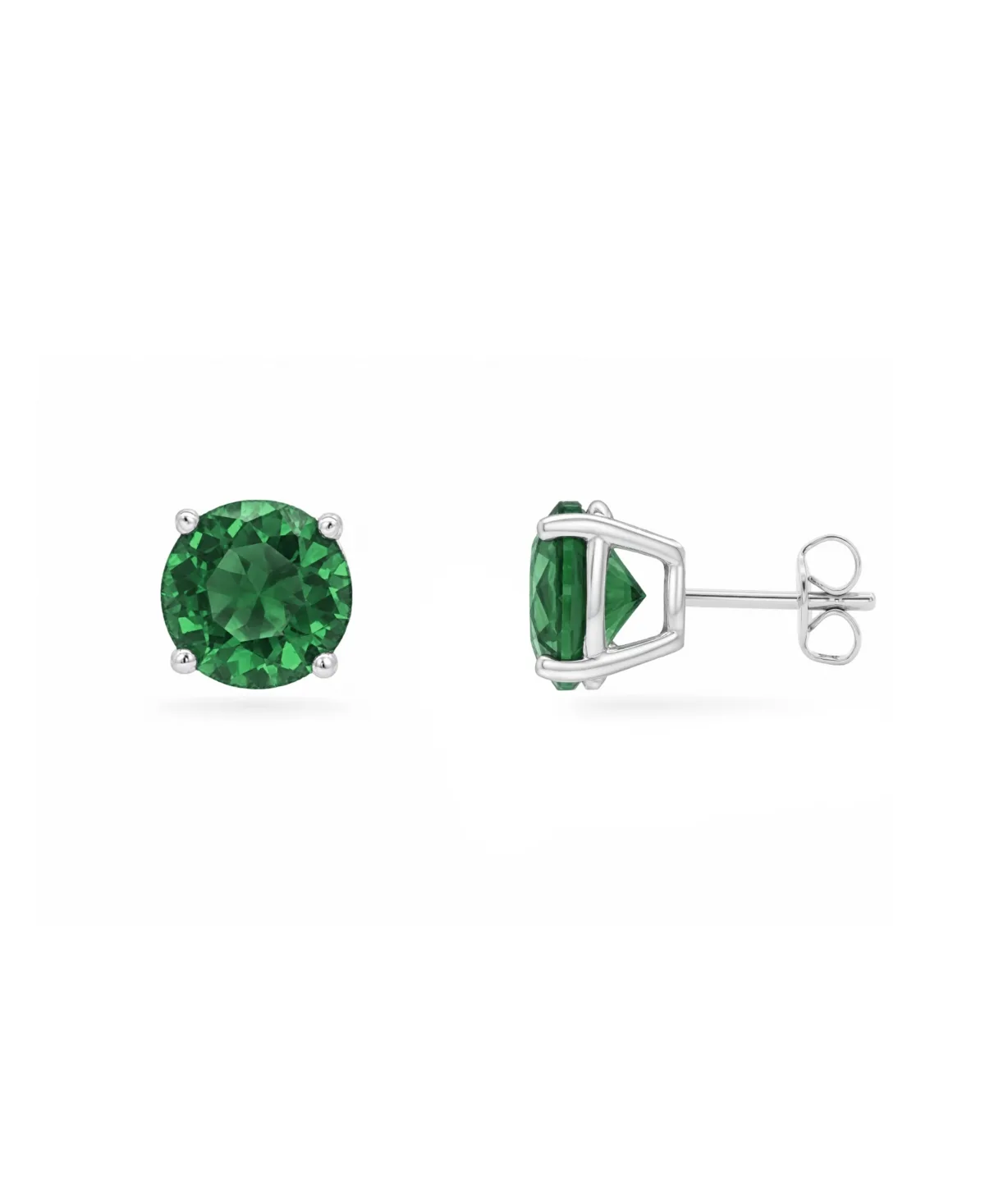 Sterling Silver Green Spinel Round Stud Earrings by Giani Bernini