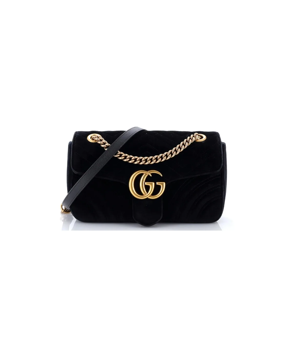 Pre-Owned Gucci Small Gg Marmont Flap Bag Matelasse Velvet by Gucci