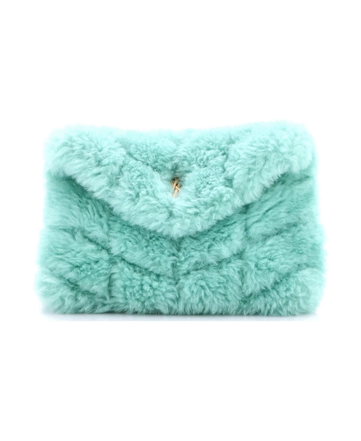 Pre-Owned Saint Laurent Small LouLou Puffer Clutch Matelasse Chevron Shearling by Saint Laurent