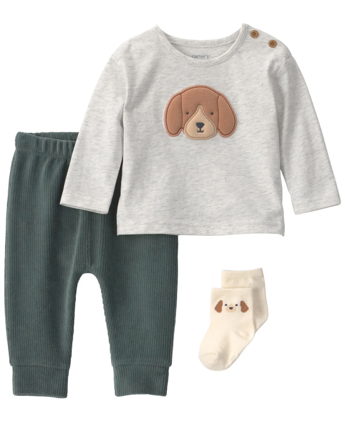 Dog Long-Sleeve Crewneck Top, Pants and Socks, 3-Piece Set by Carter's