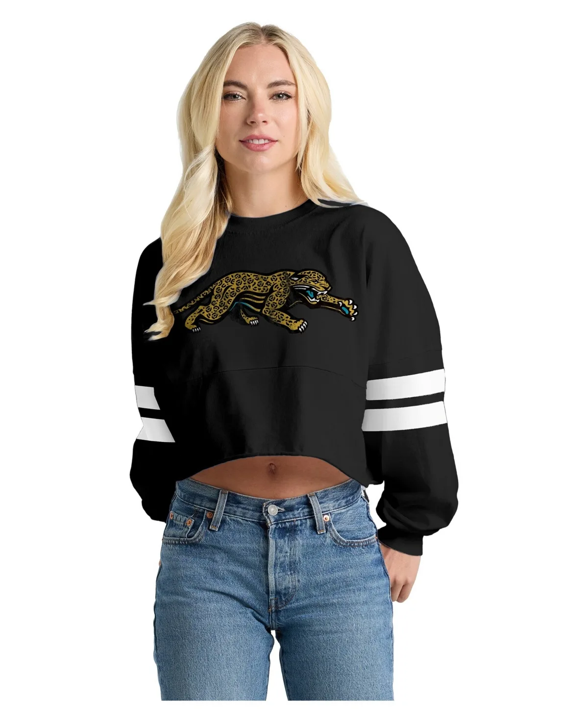 Jacksonville Jaguars Oversized Cropped Long-Sleeve T-Shirt by Spirit Jersey