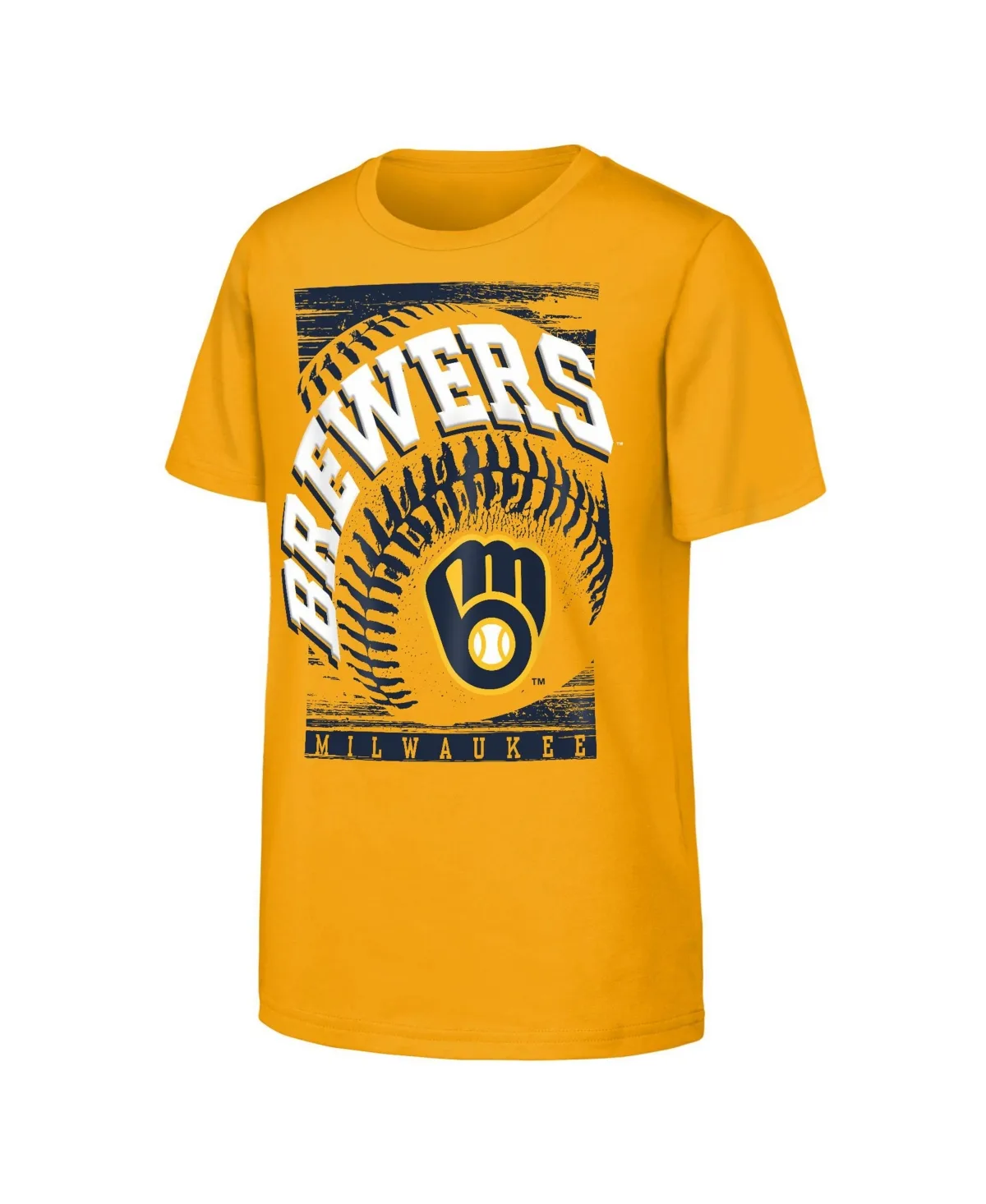 Milwaukee Brewers Speed Pitch Distressed-Graphic T-Shirt by Outerstuff