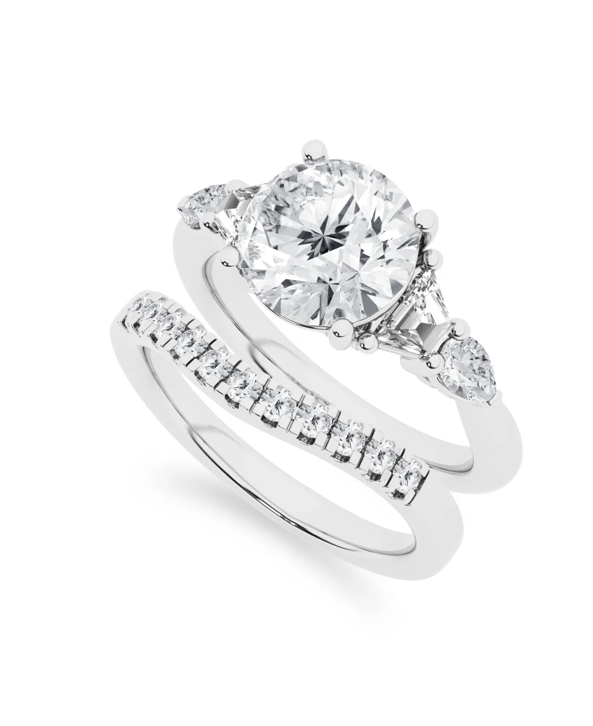 Certified Lab-Grown Diamond Bridal Set Ring (4 ct. t.w.) in 14k White Gold by Badgley Mischka