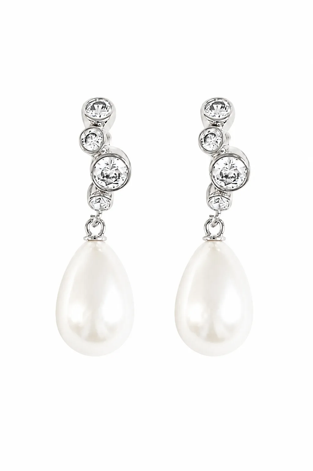 Stacked Bezel Pearl Hoop Drop Earrings