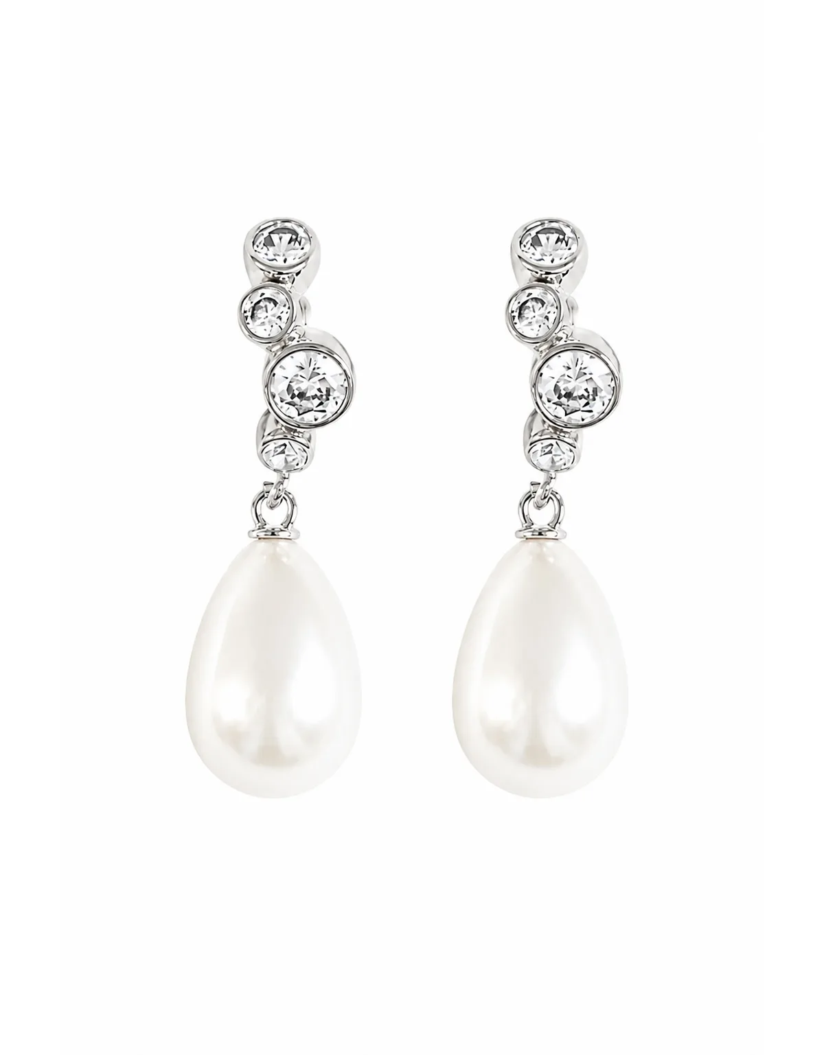 Stacked Bezel Pearl Hoop Drop Earrings by Ab Ellie